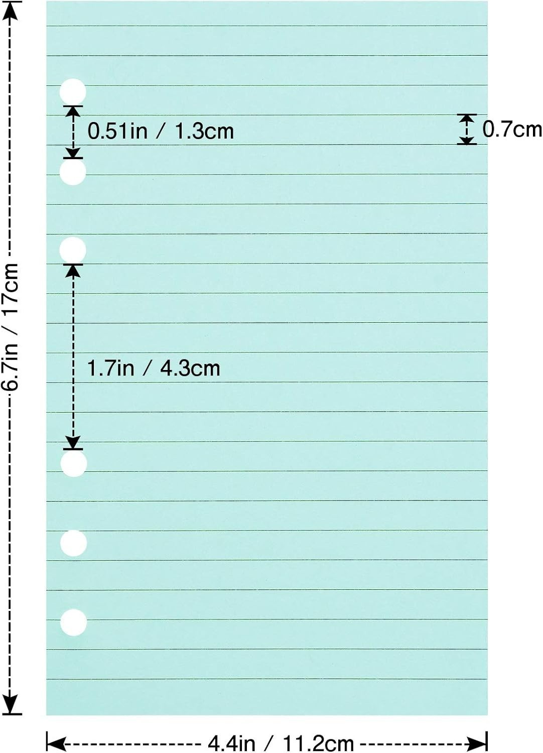 Lined Refill Paper, 200 Colored Ruled Pages for A6 Refillable 6-Ring Binder N…