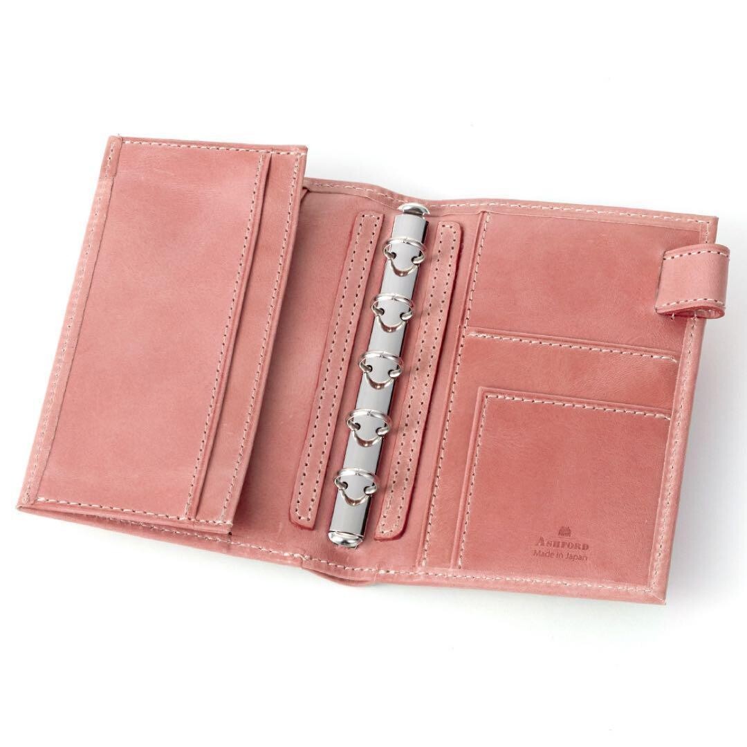 Ashford Vitalita M5 Mini 11mm Ring Planner Pink Himeji Leather Binder New