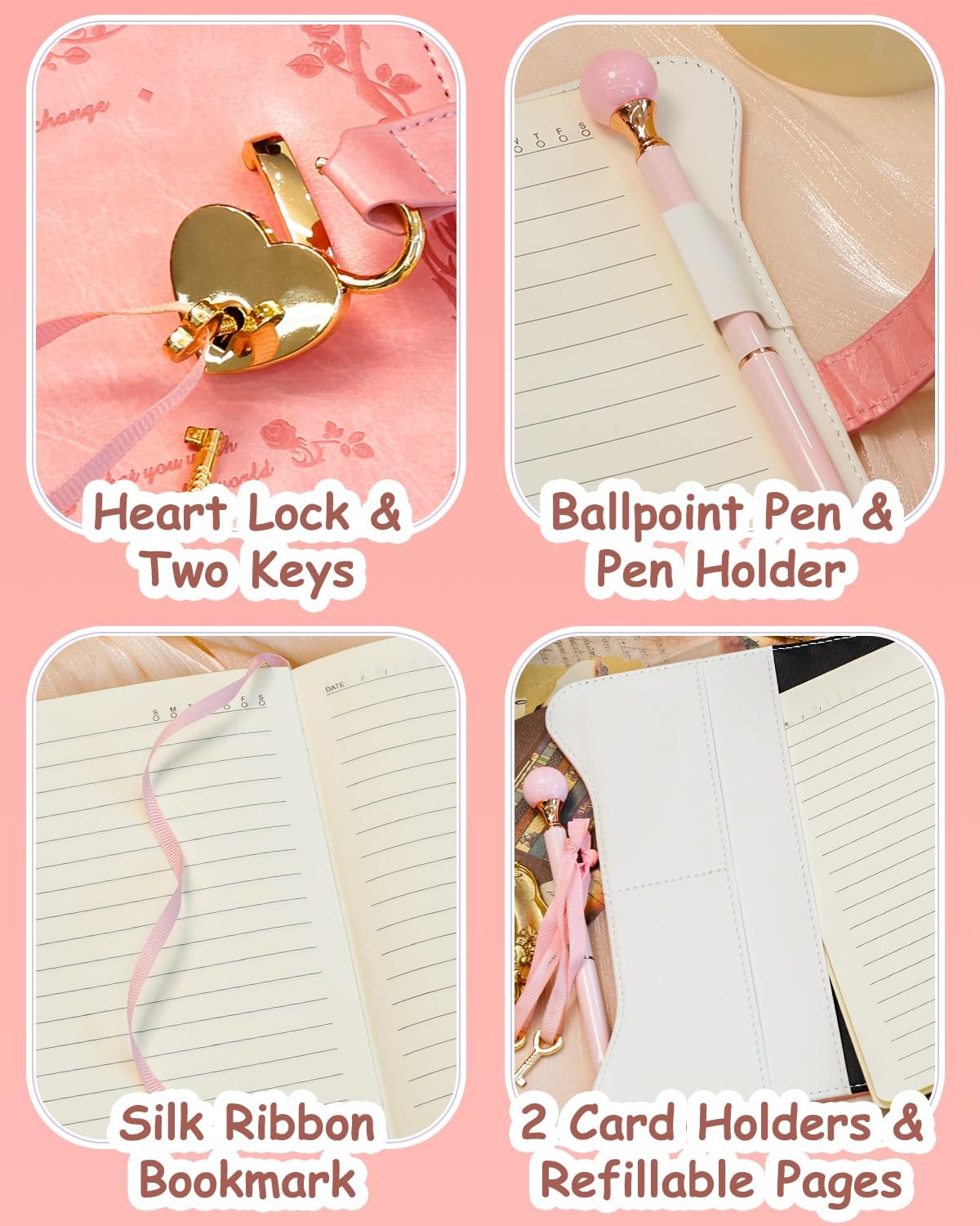 Diary with Lock and Keys for Girls Gift Ideas, 360 Gold Edged Pages Journal f…