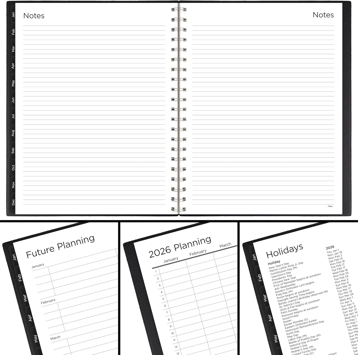 Mead 2026 Planner, Weekly & Monthly, 15-Month, 8-1/2″ x 11″, Large, Basic, Black