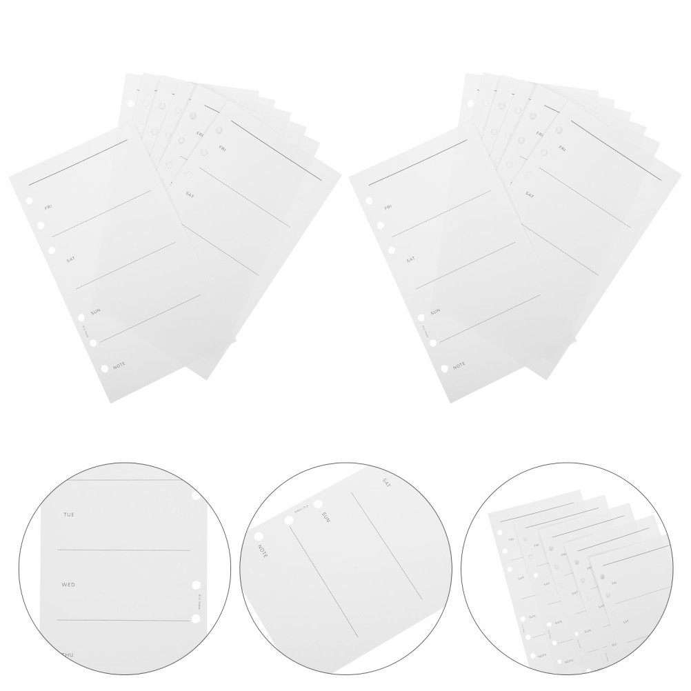 White A6 Loose Leaf Planner Refills with Divided Weekly Organizer Pages