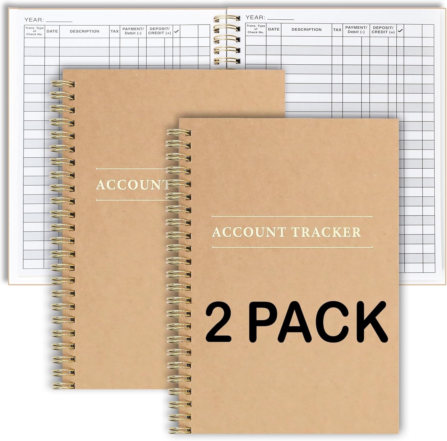 2 Pack Accounting Ledger Books for Home Budget Tracking, Business 2-PACK