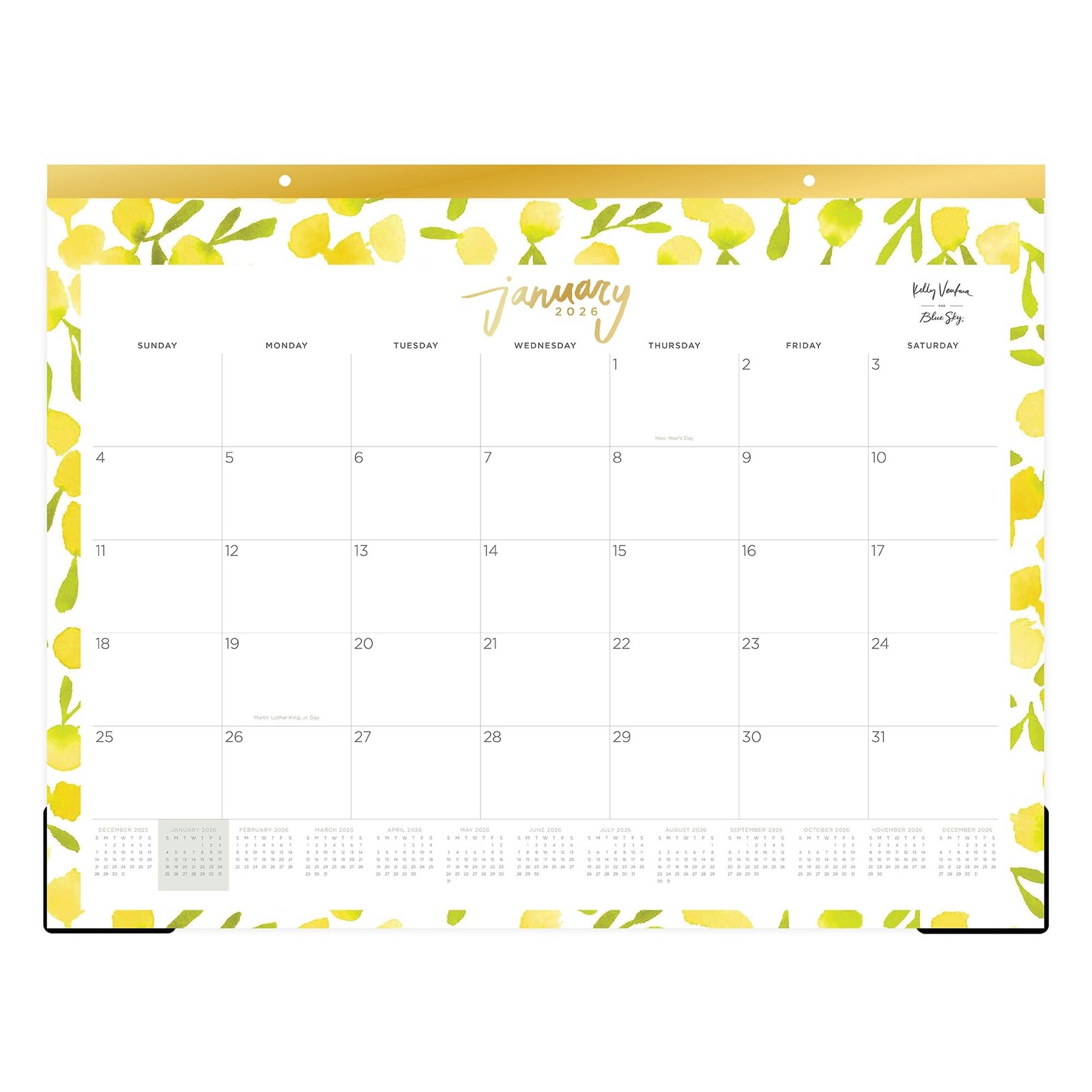 2026 Blue Sky Monthly Desk Pad Calendar, 22″ x 17″, Mimosa, January To Black