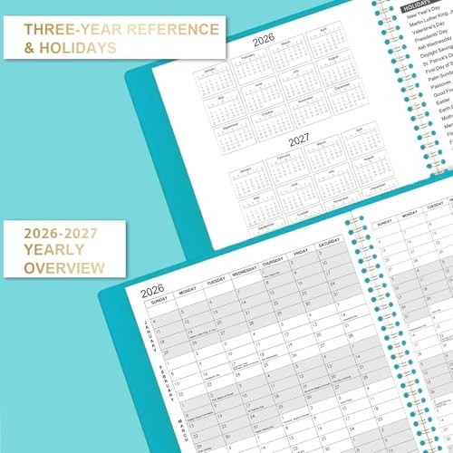 Monthly Planner Jul 2024-Dec 2025 Twin-Wire Organizer Leather Cover 18M Planner