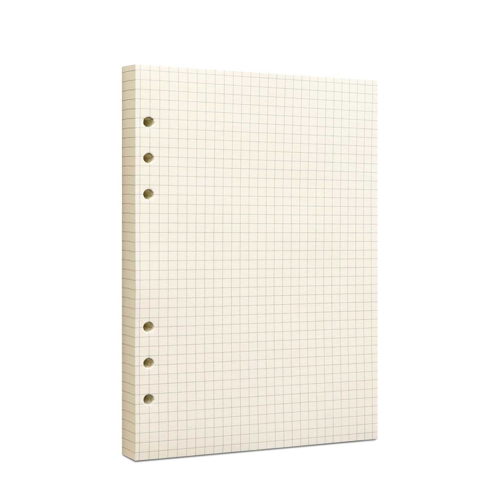 A5 Grid Filler Paper, 6-Hole Punched, 100GSM Graph Rule A5-Grid, Beige