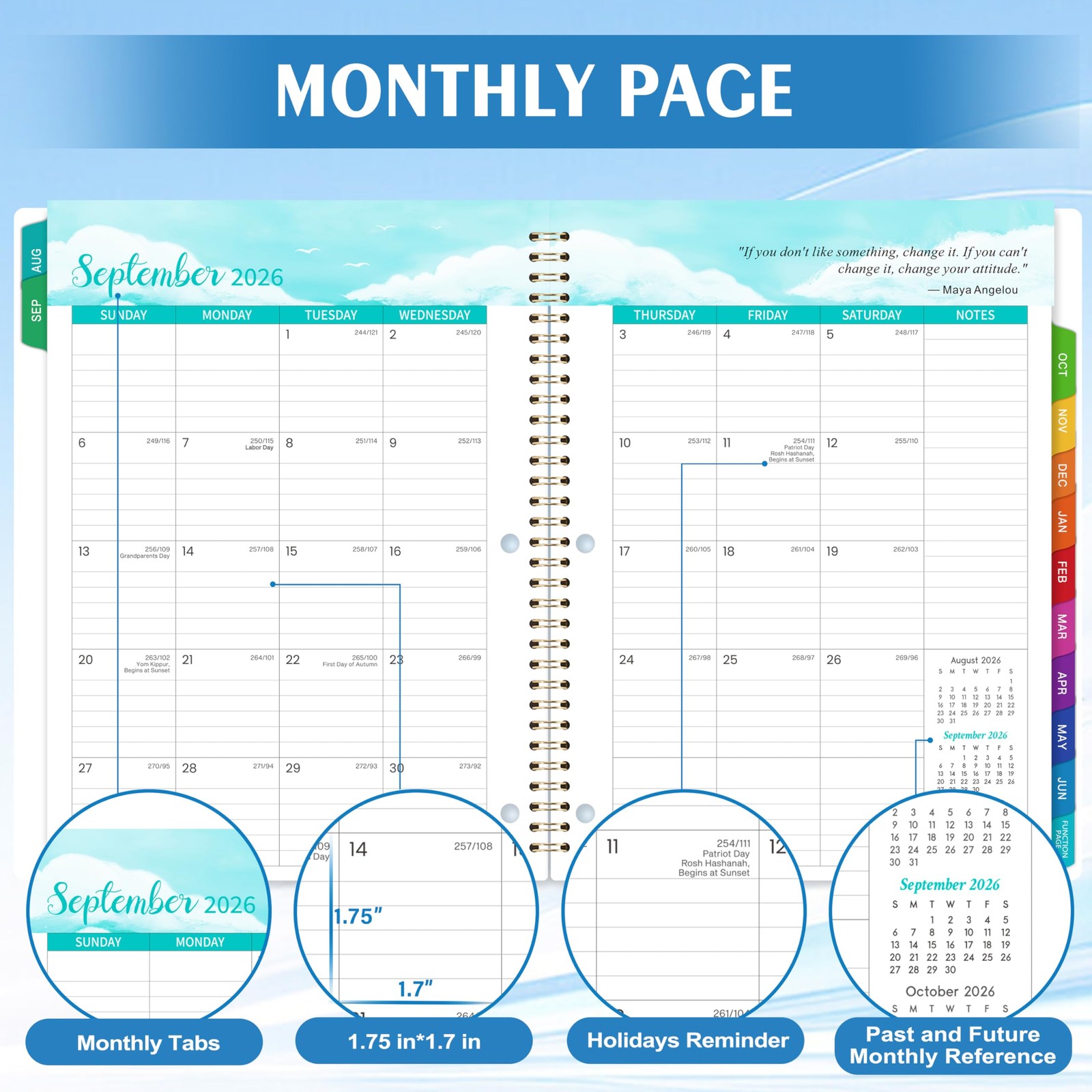 Student Planner 2026-2027 – Monthly and Weekly School 9″ x 11″, blue