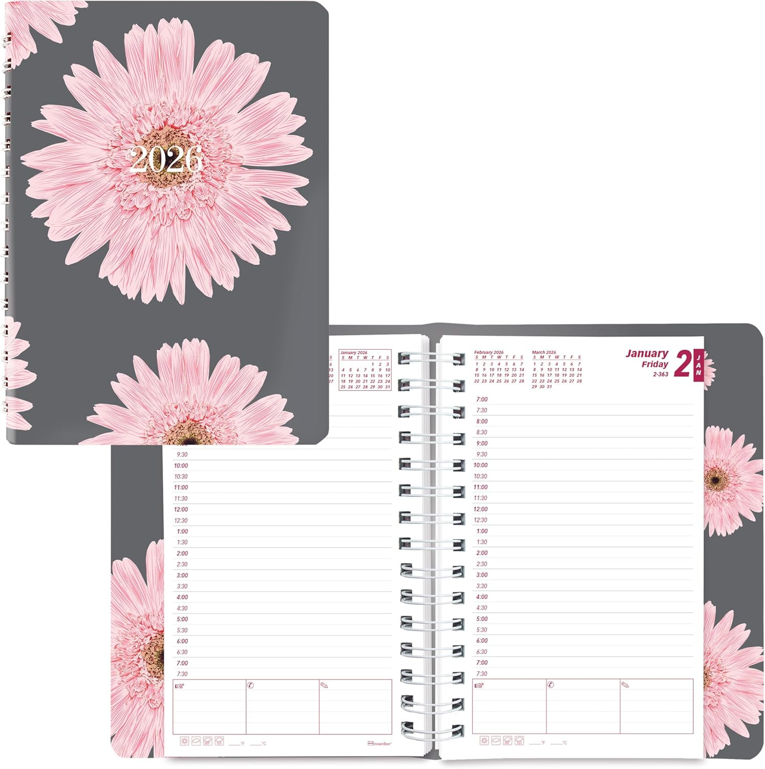 ® 2026 Pink Essential Daily/Monthly Planner, Appointment Book, 12 Months, Januar