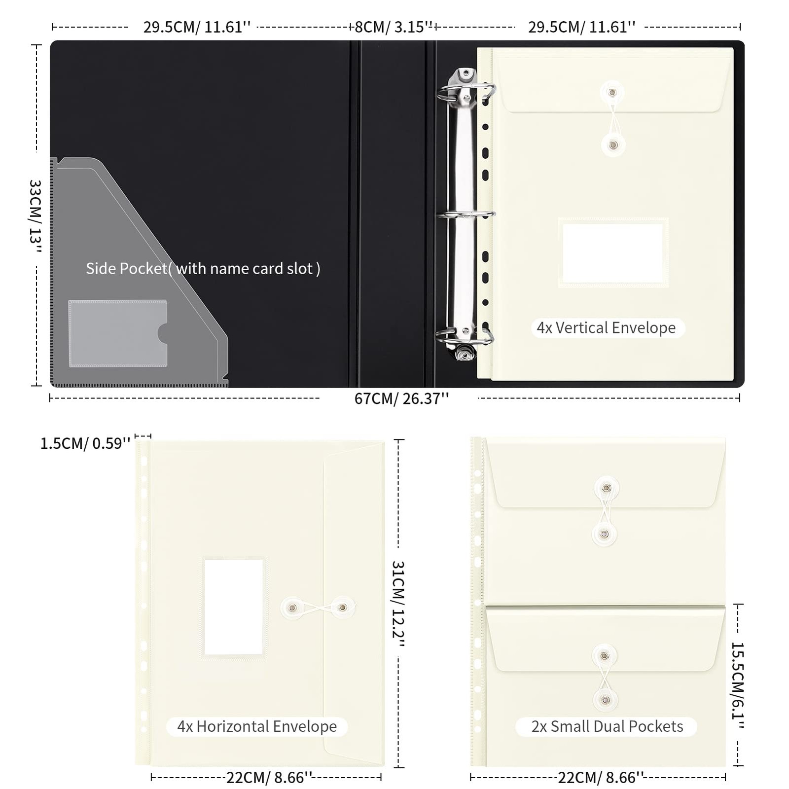 Uquelic Large Folio Document Organizer, Important Large, Black