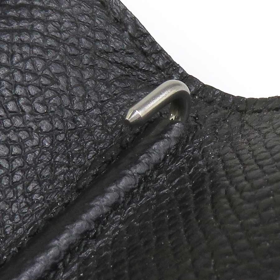Auth HERMES Agenda/Note Cover Ballpoint Pen Set Black/Silver Leather/925 e61942a