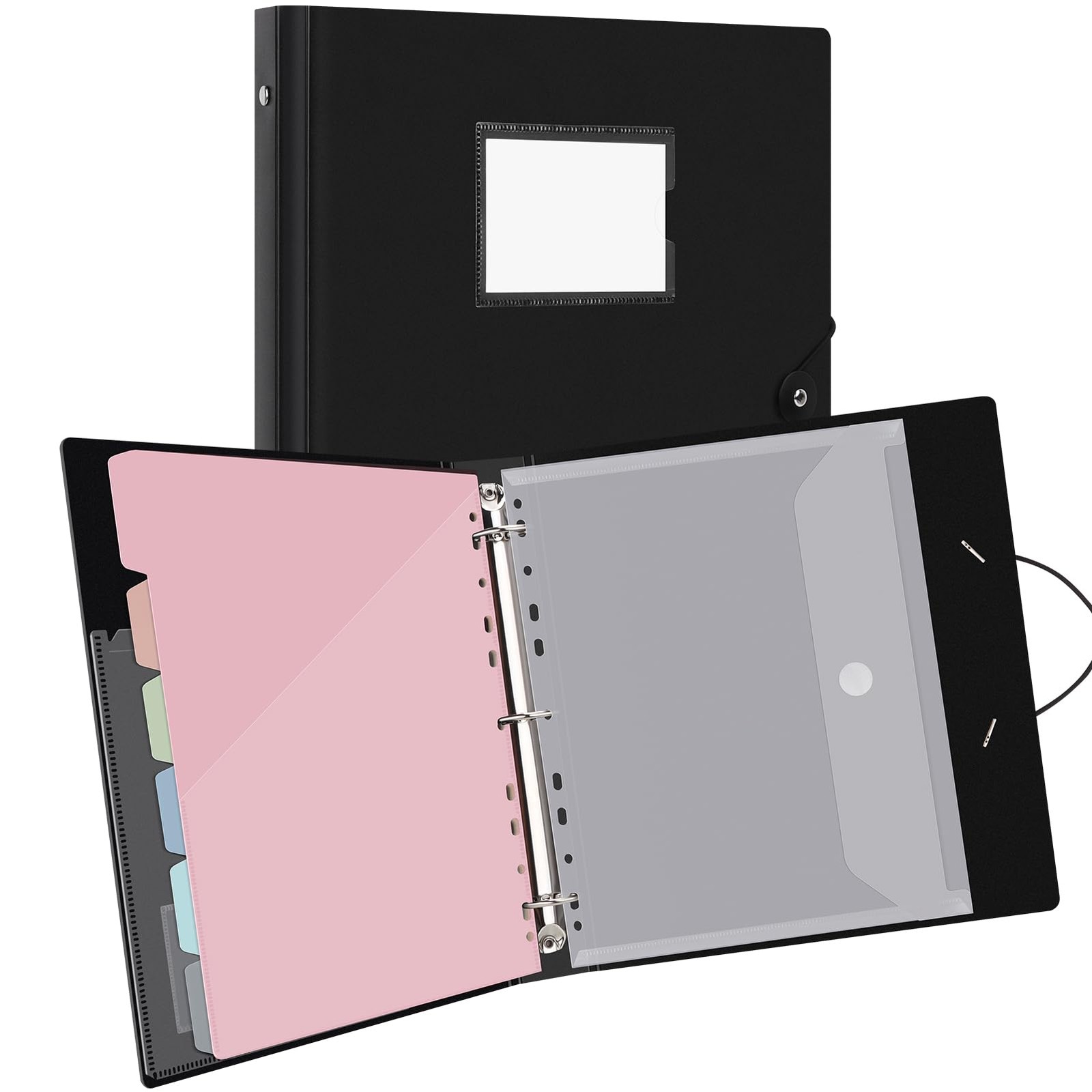 Binder With Dividers Project Organizer 12 Pockets Folder Elastic Closure