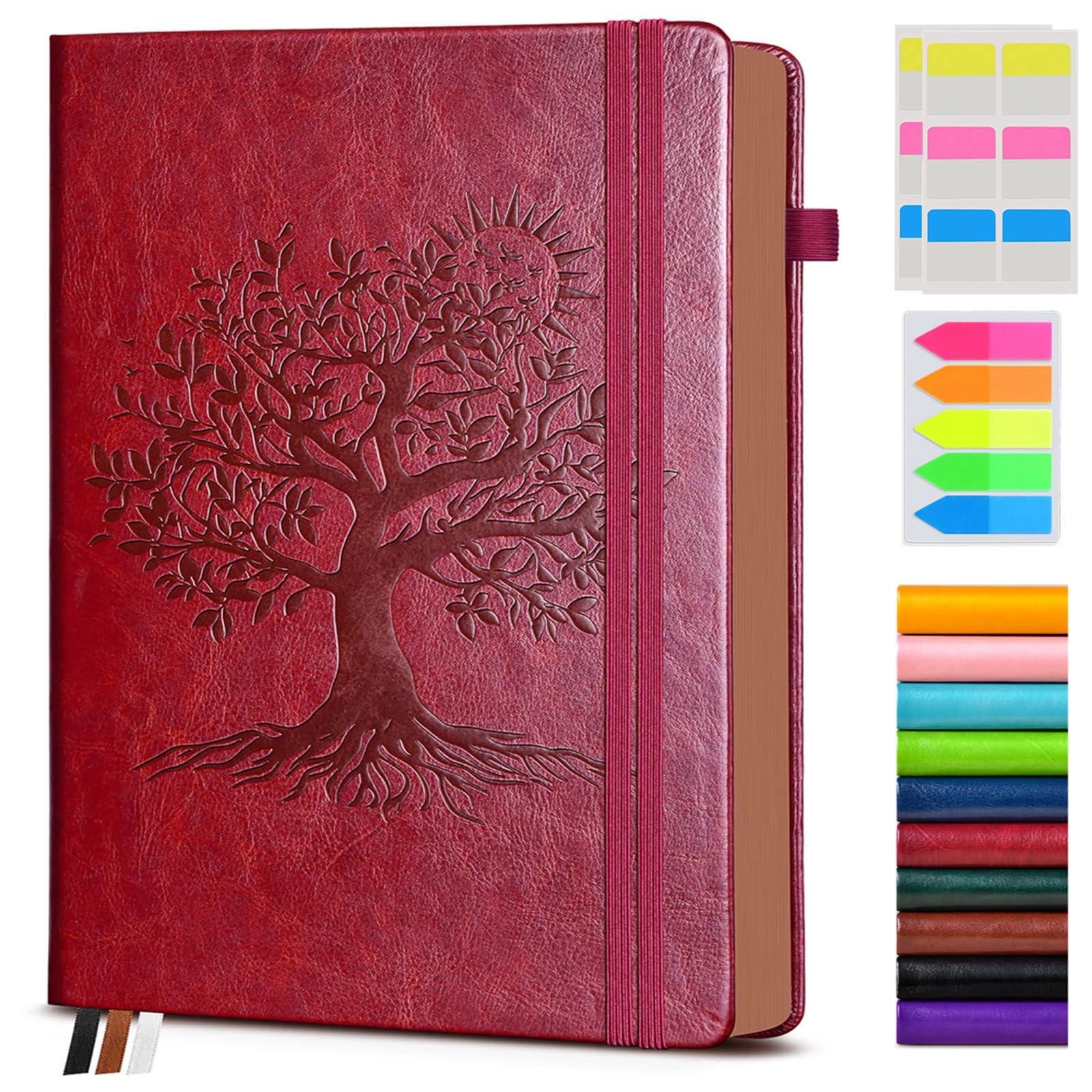 Vintage Leather Journal with 300 Numbered A4 (8.5in X 11.3in), Wine red