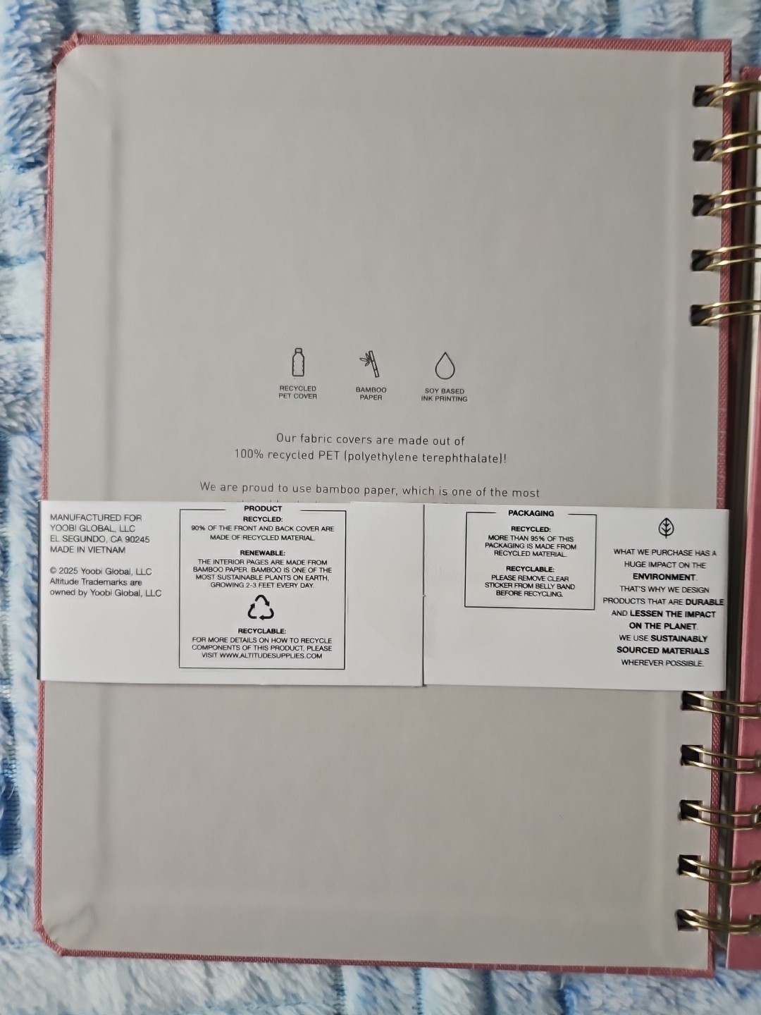 Altitude Split Wire Notebook Rose Gold Mauve Bamboo Paper Recycled Soy Based Ink