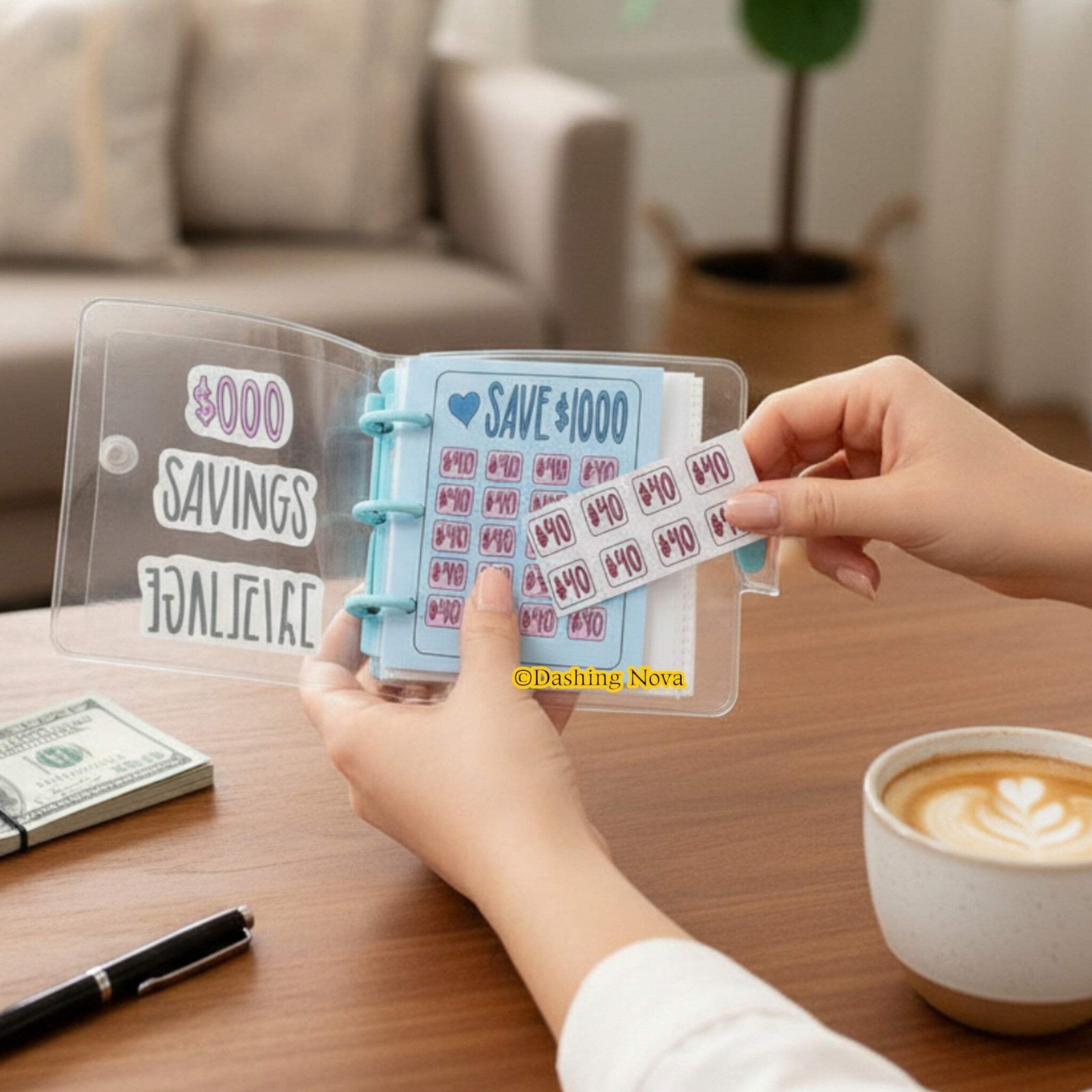 Saving Challenge Book $1000, 3 Ring Binder Clear Cover Money Saving Binder Book