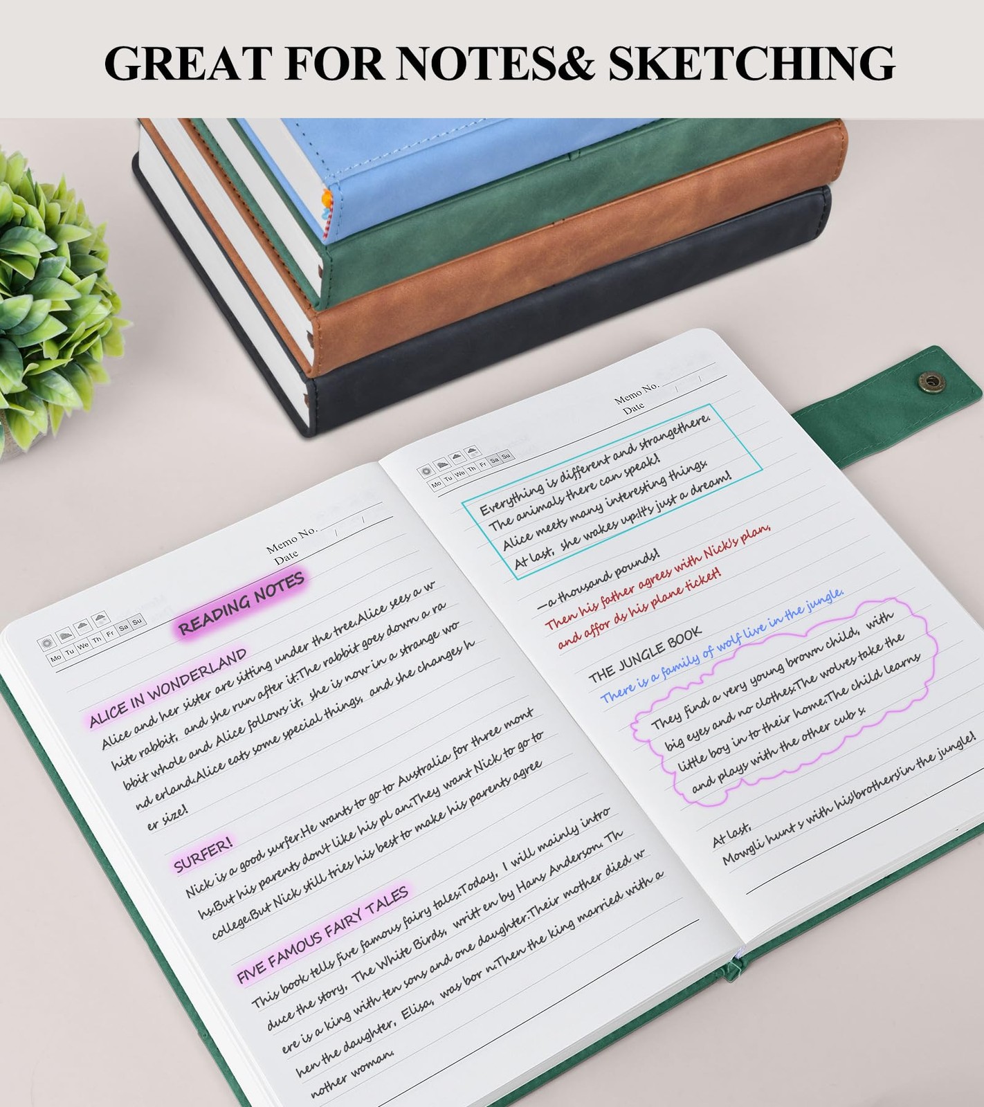 PAIBAS 365 Page Thick Lined Journal Notebook A4 size (8.5in x 11in), Green