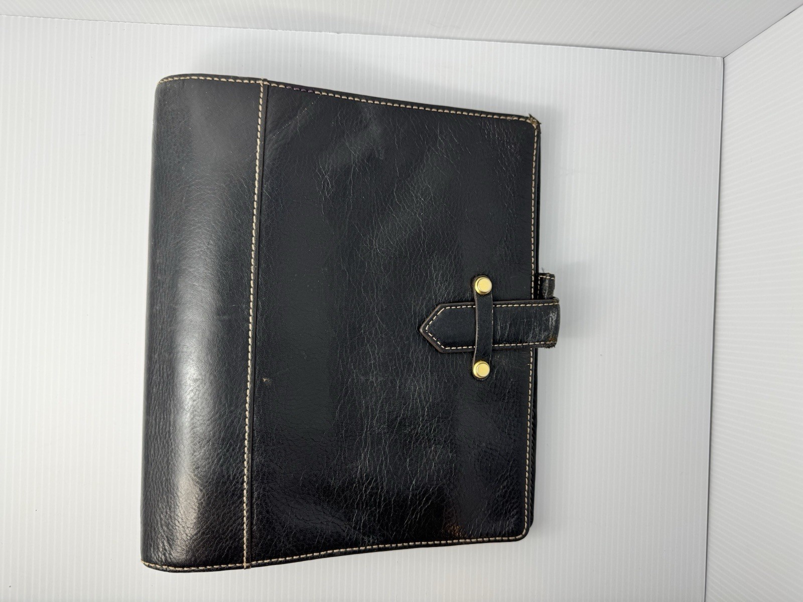 Franklin Covey Leather Planner Classic Original Vintage Aurora Collages Black