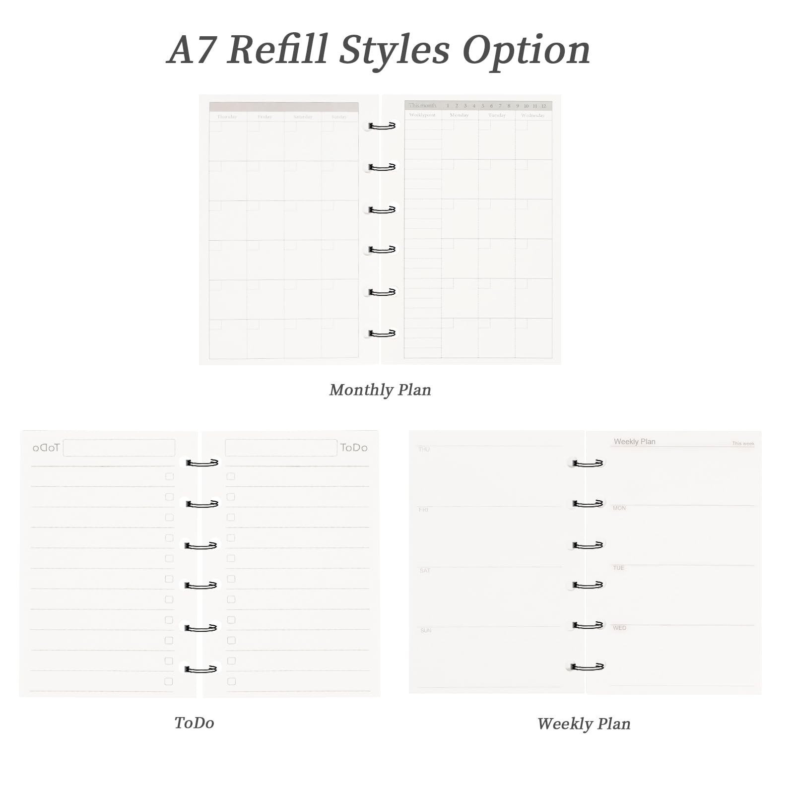 135 Sheets A7 Planner Refill, 100GSM Monthly A7, & Weekly & ToDo