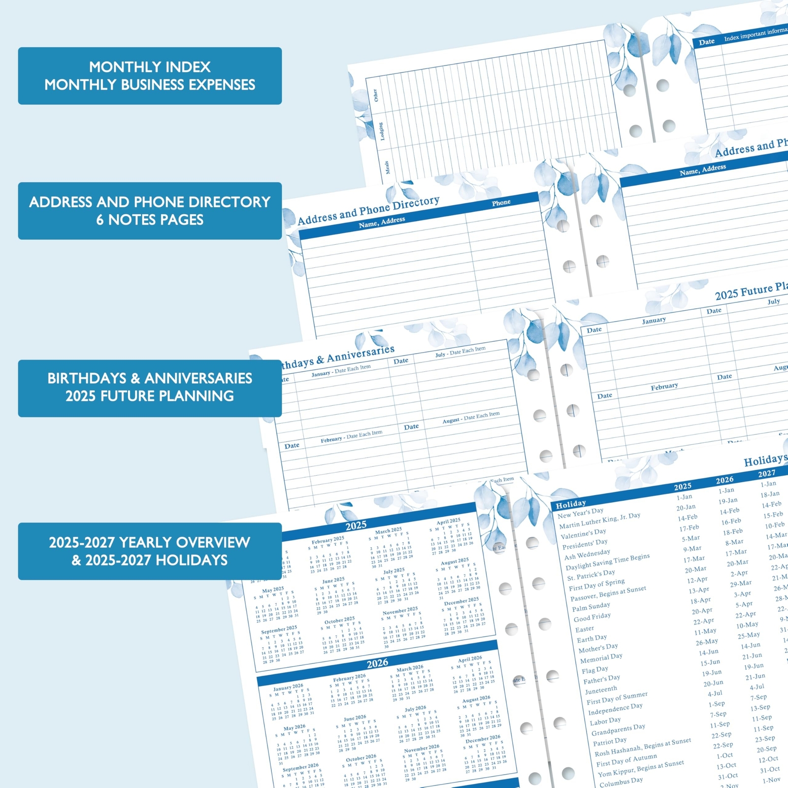 Planner Refills 2025 – Jan.2025 – Dec.2025, Two Pages Per Day Daily ᦀ