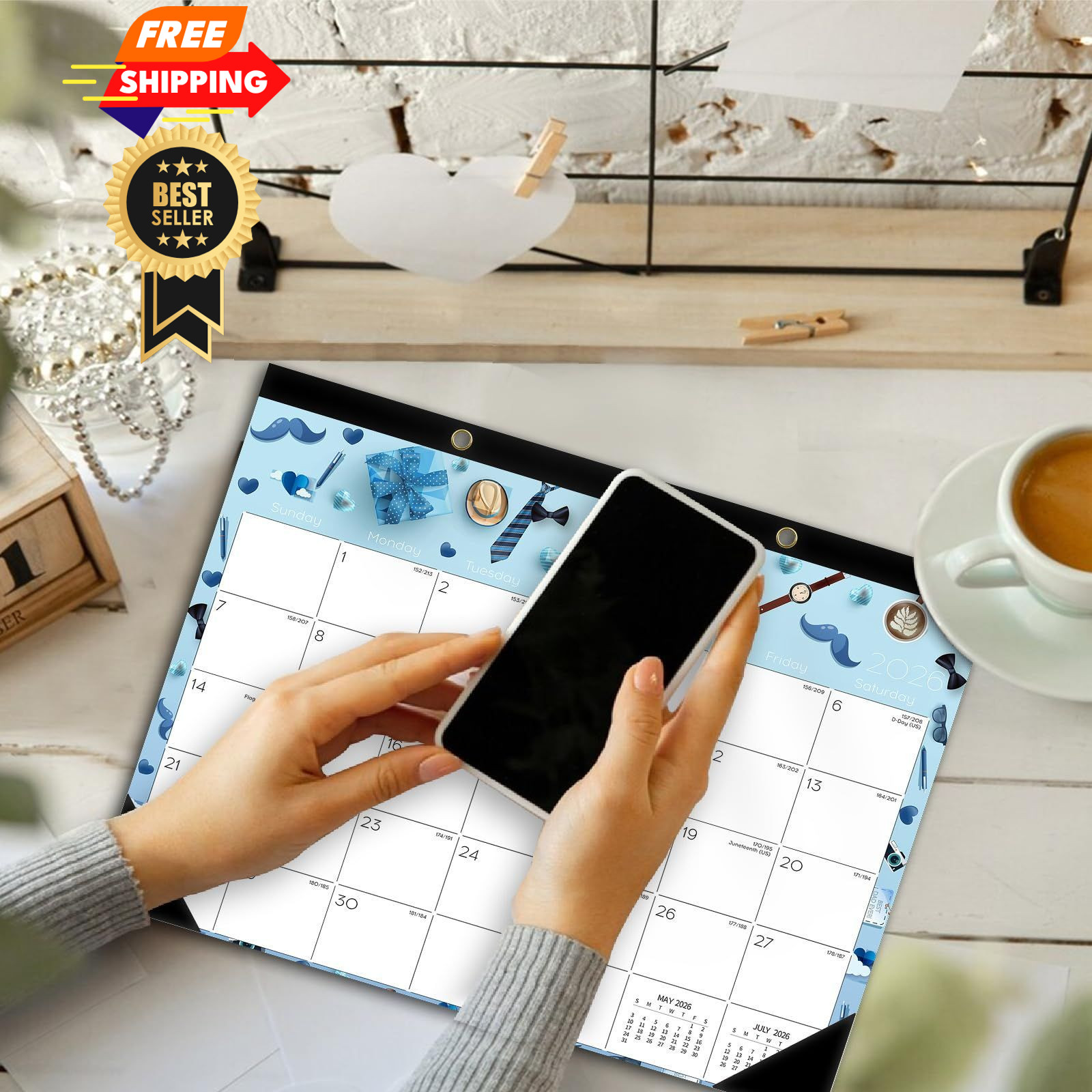 Ymumuda Desk Calendar 2026-2027 Wall 17×12″ – Calendar, H-Holiday