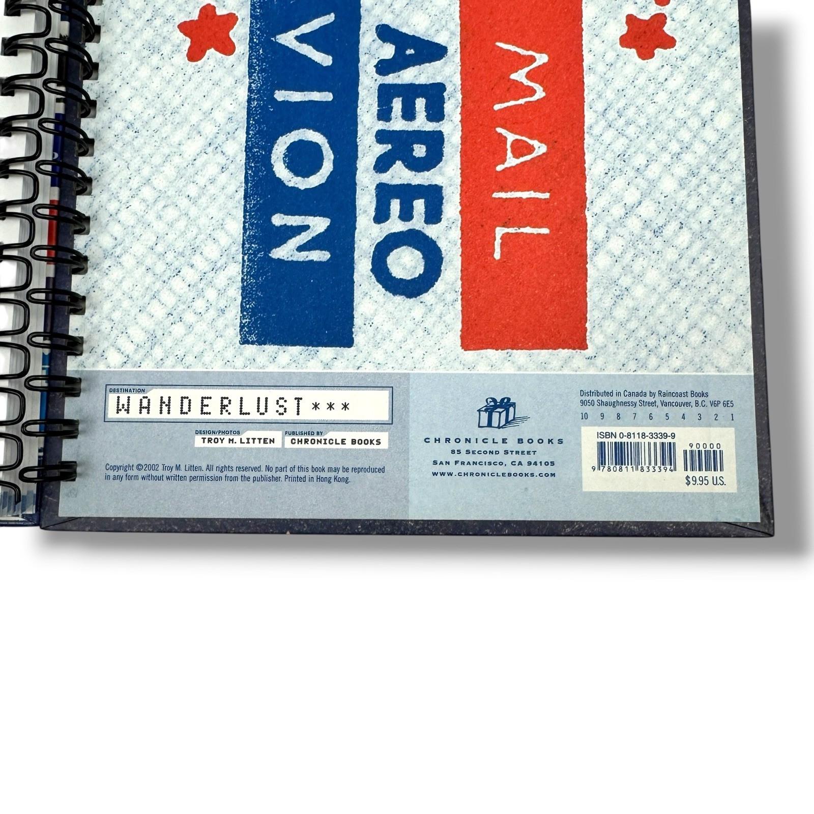 AIR MAIL Par Avion NOTEBOOK Journal Spiral Bound HC 63 Blank Pgs Chronical Books