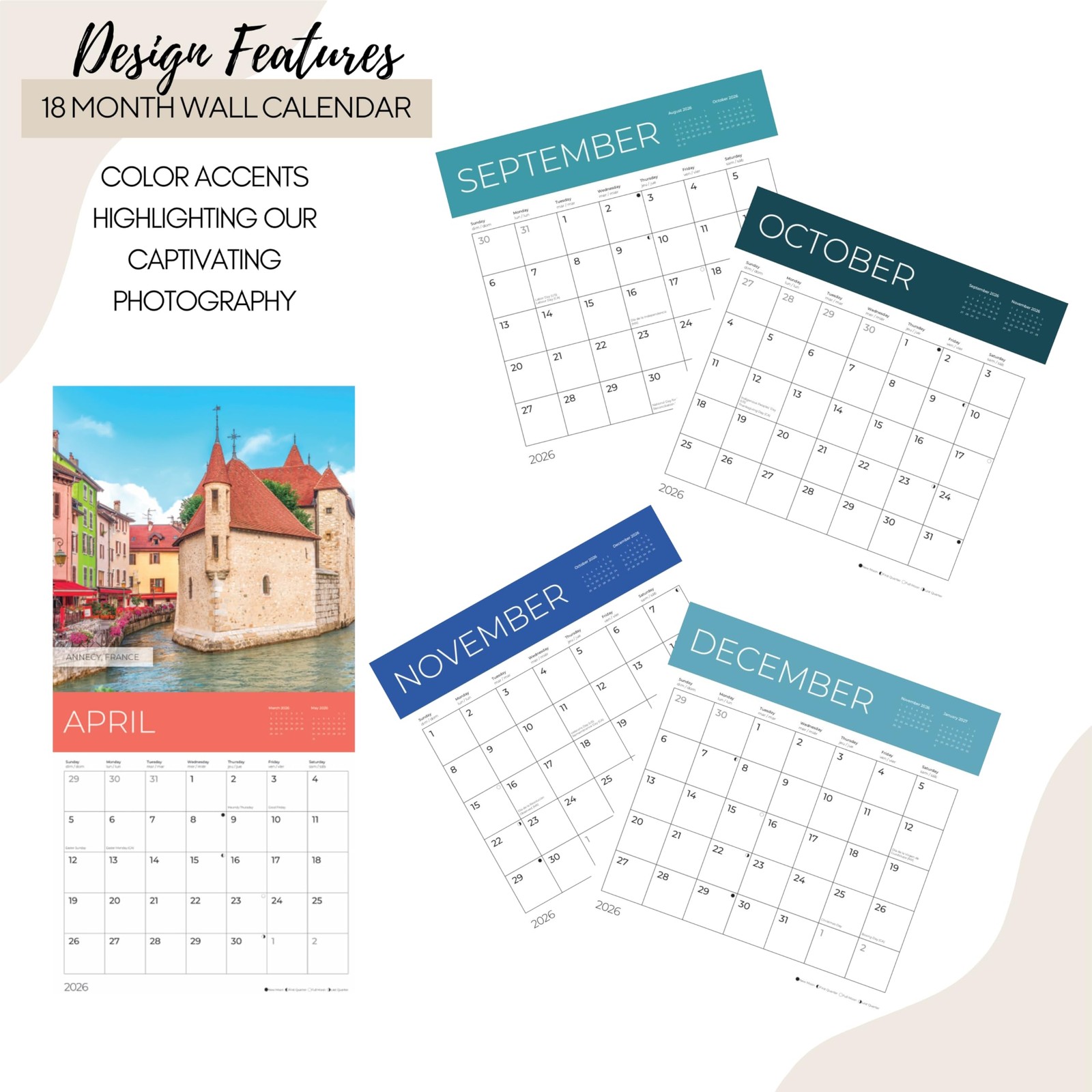 2026 Europe Wall Calendar | Destination 12 x 12, European Destinations