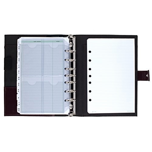 Slim Leather Planner Starter Set, Undated 7-Ring Desk Organizer, 5.5×8.5 Inches,