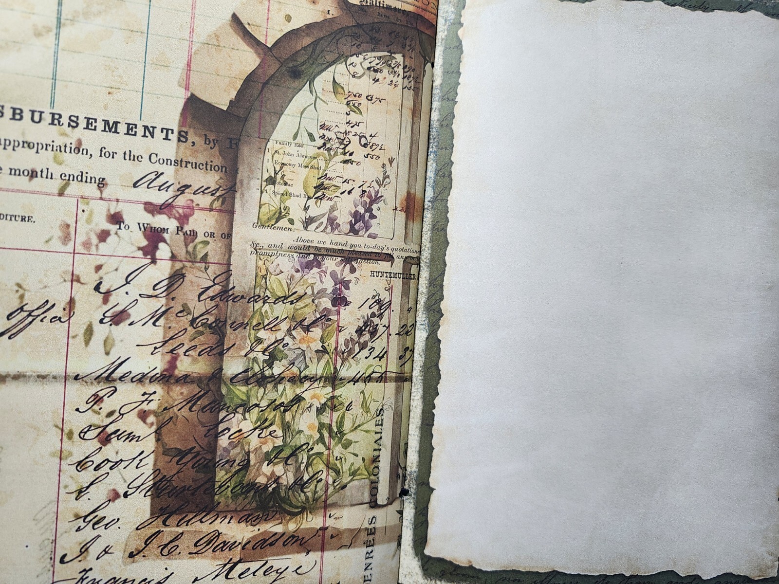 Junk Journal BOOKLET “FLORAL WINDOWS 2” HANDMADE Flowers, European Architecture