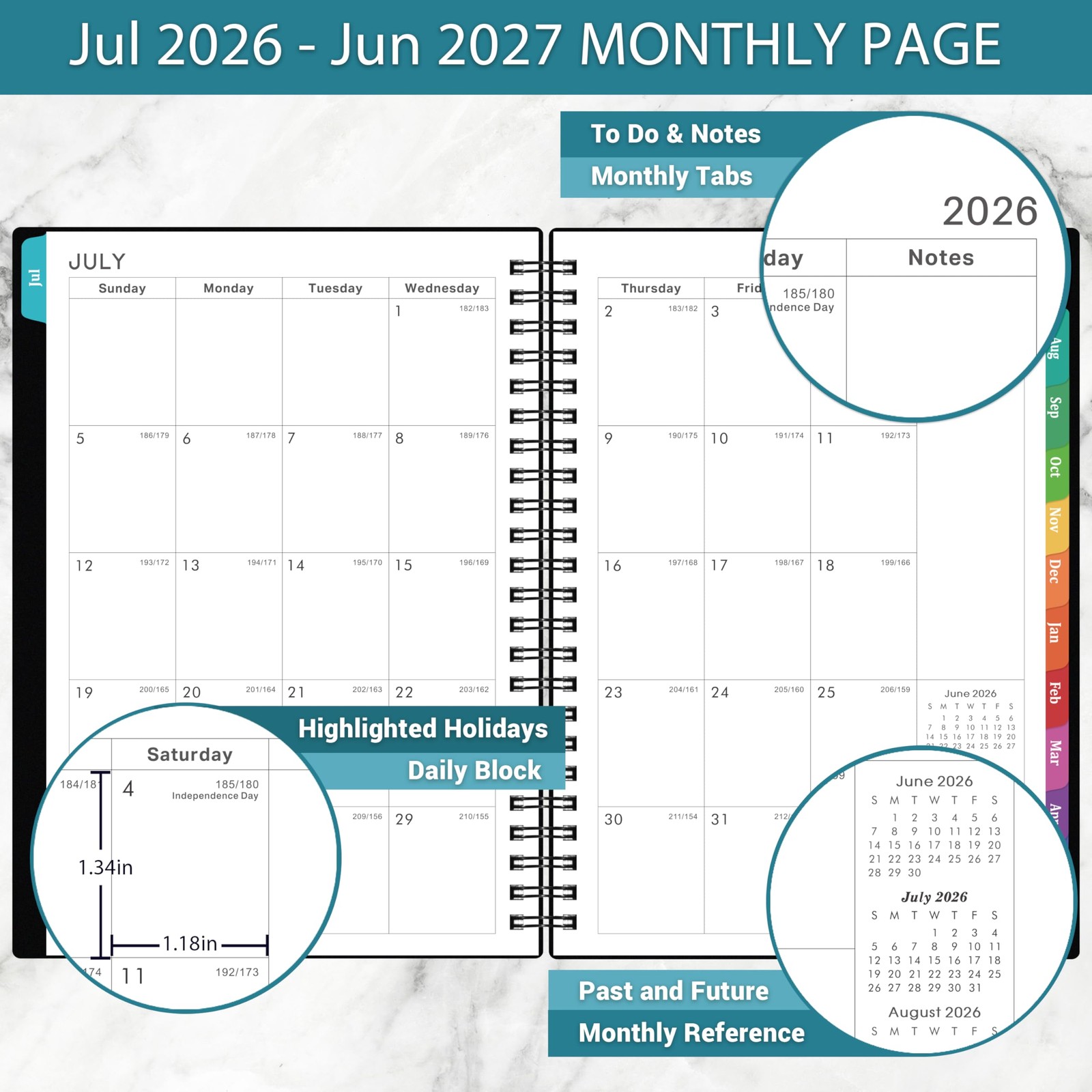 Planner 2026-2027 – Academic Planner 2026-2027, July 2026 – June 2027, 6.3″ x…