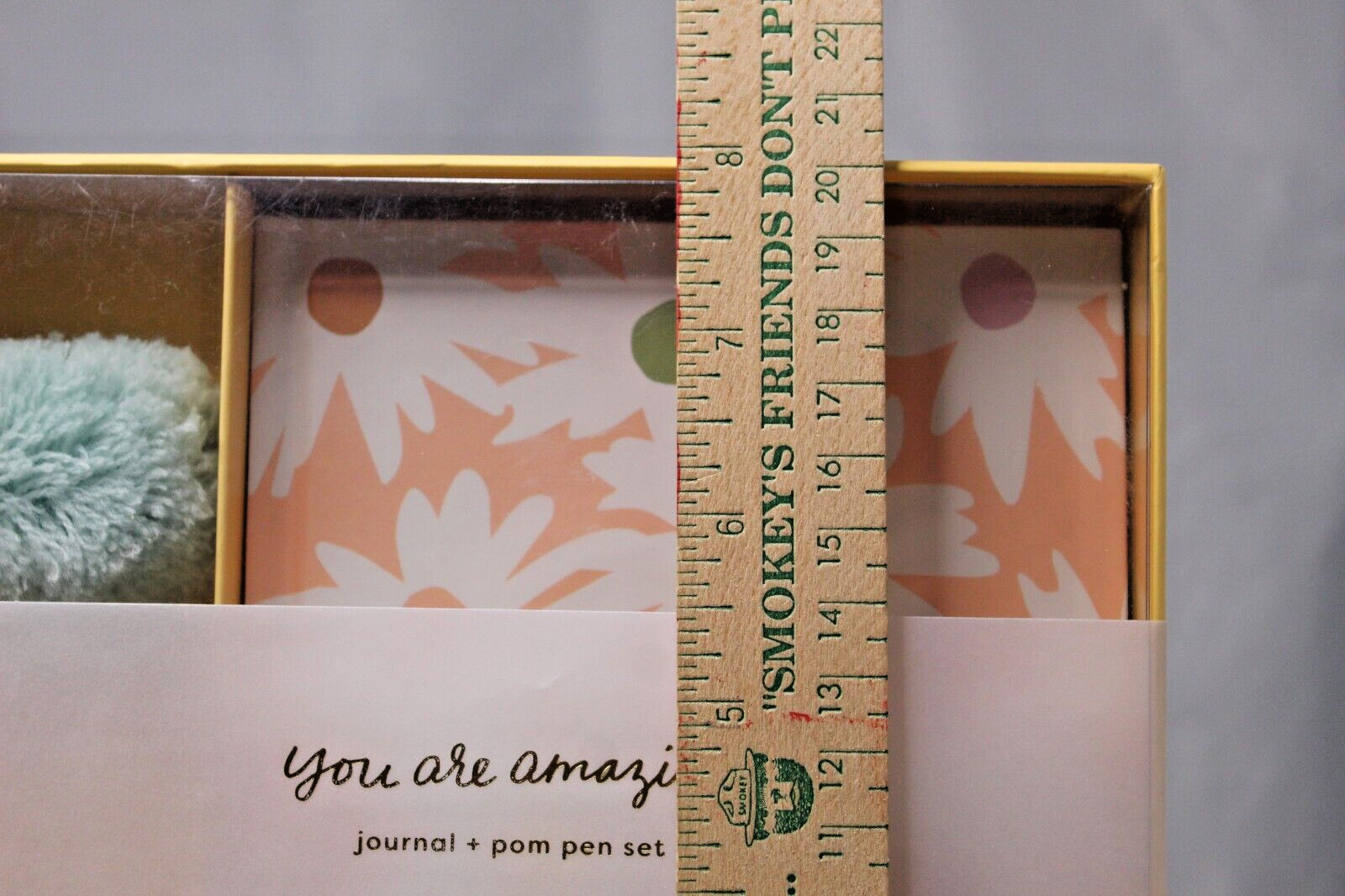 Journal Pom Pen Set “You Are Amazing” Garven Yellow Floral 5″ x 7″