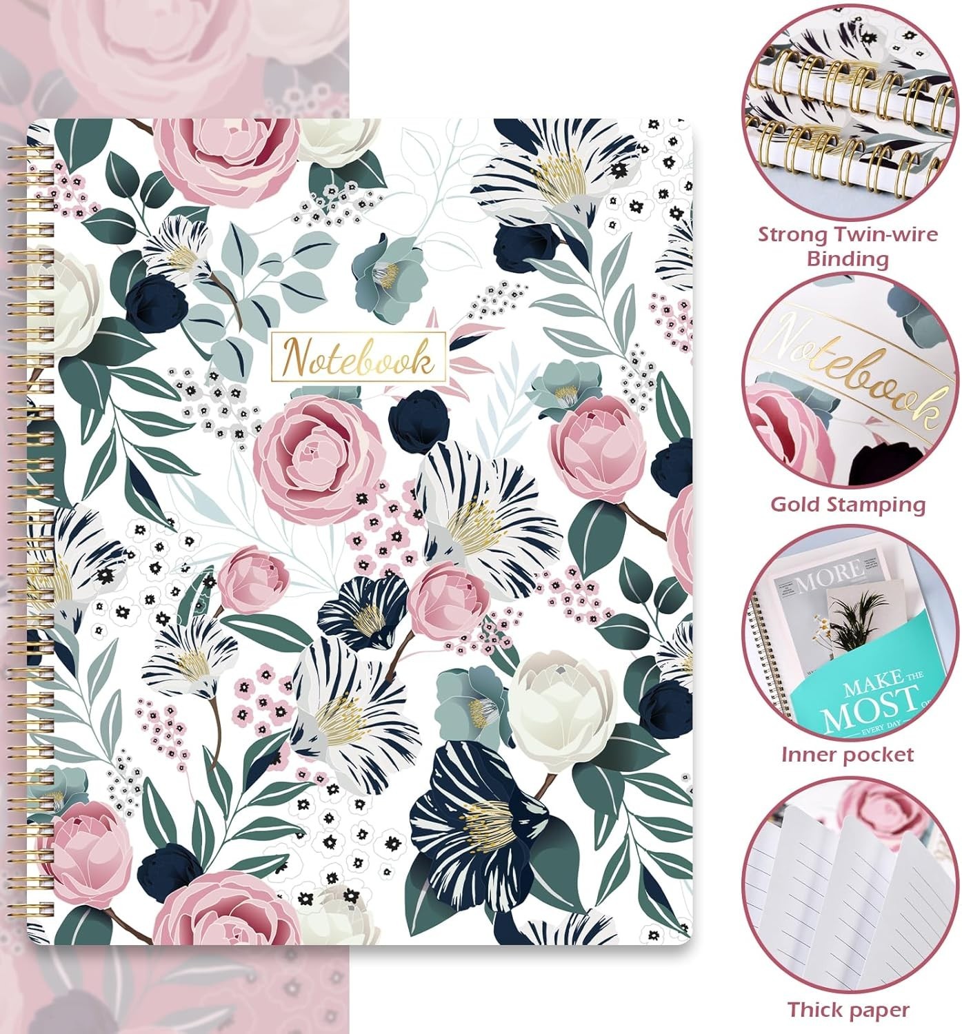 Spiral Notebook – Notebooks Spiral Bound 8.5″ * 11″ Journal Notebook 110 Pages