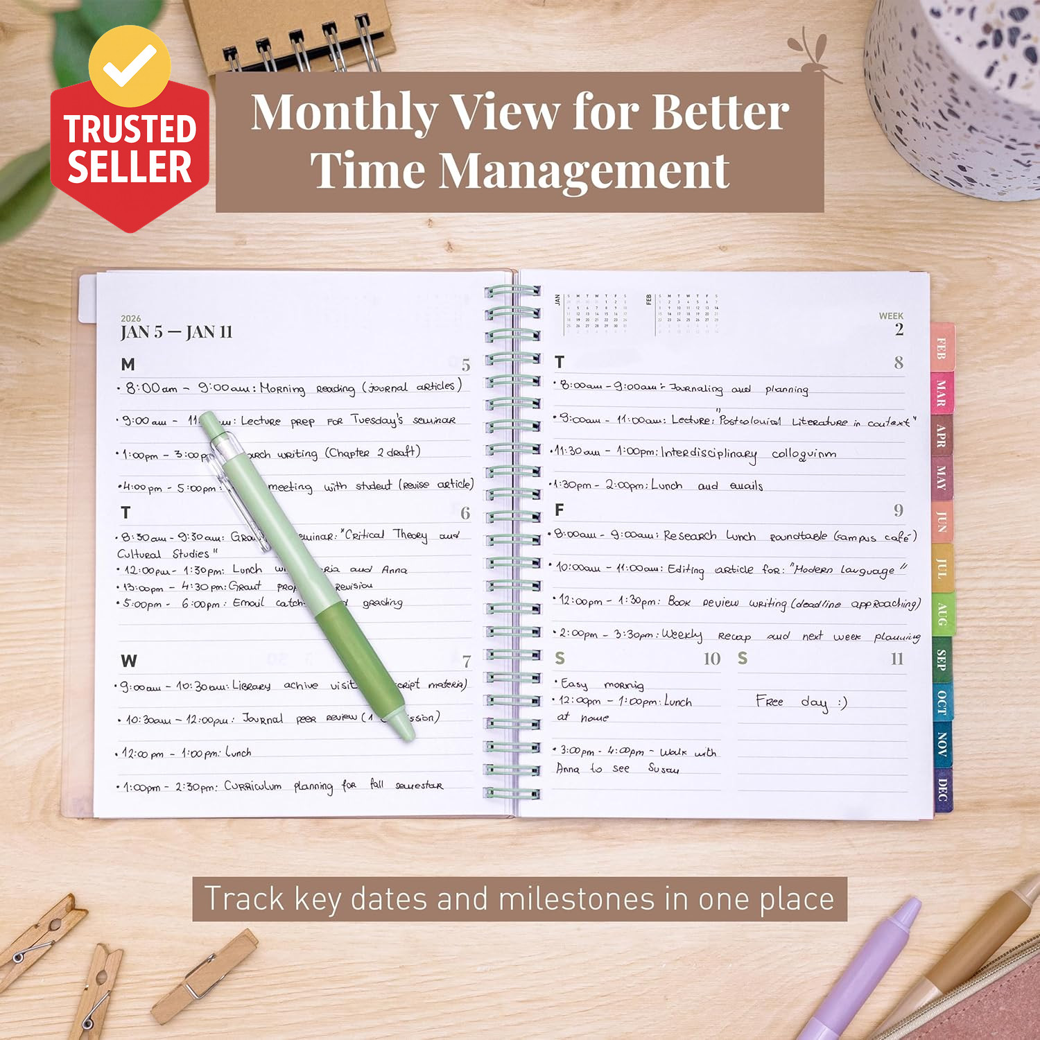 Rileys 2026 Planner, Agenda Planner with Weekly and Monthly View, Daily Agenda B