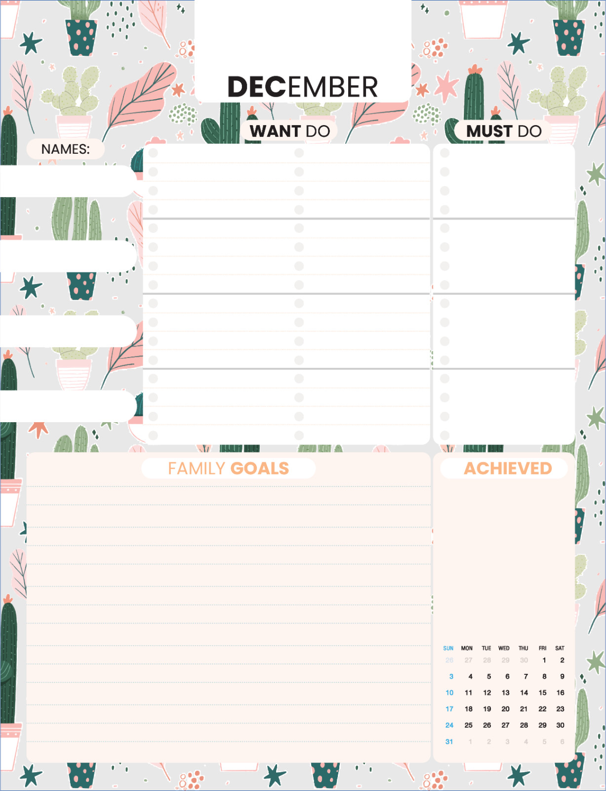 Family Planner 2023 – 4 columns, 12 months, Floral themes / Instant download.pdf