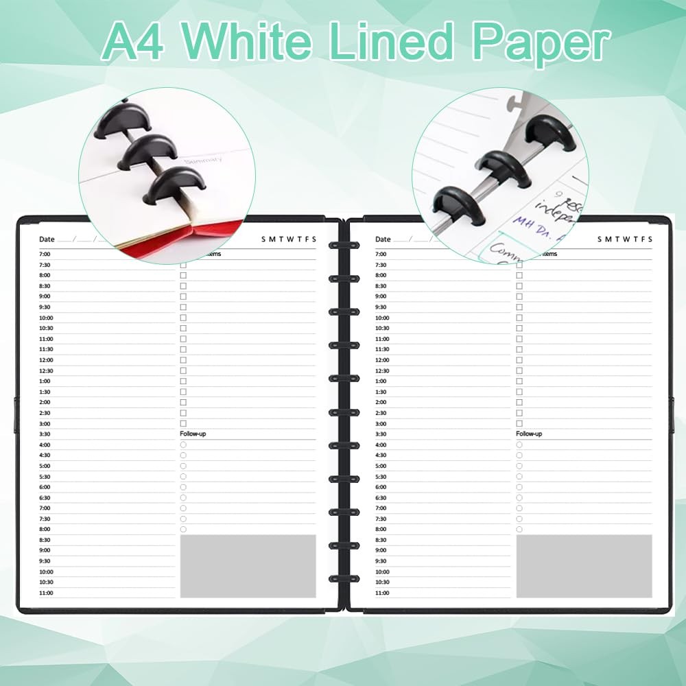 Letter Size Undated Daily Planner Refills, A4 8.5 X 11 Inch 100 Sheets, White