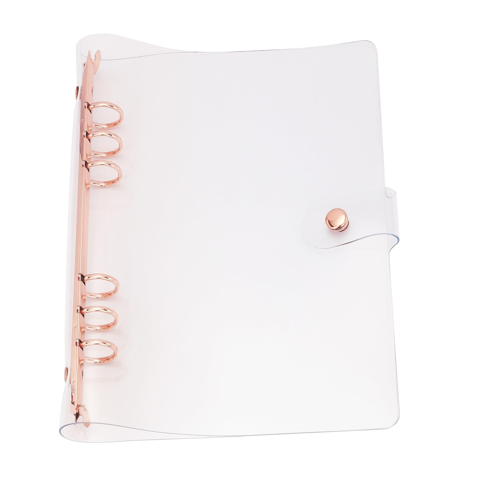 A5 6-Ring Binder Cover for Loose Leaf PVC Clear Planner Clear-rosegold