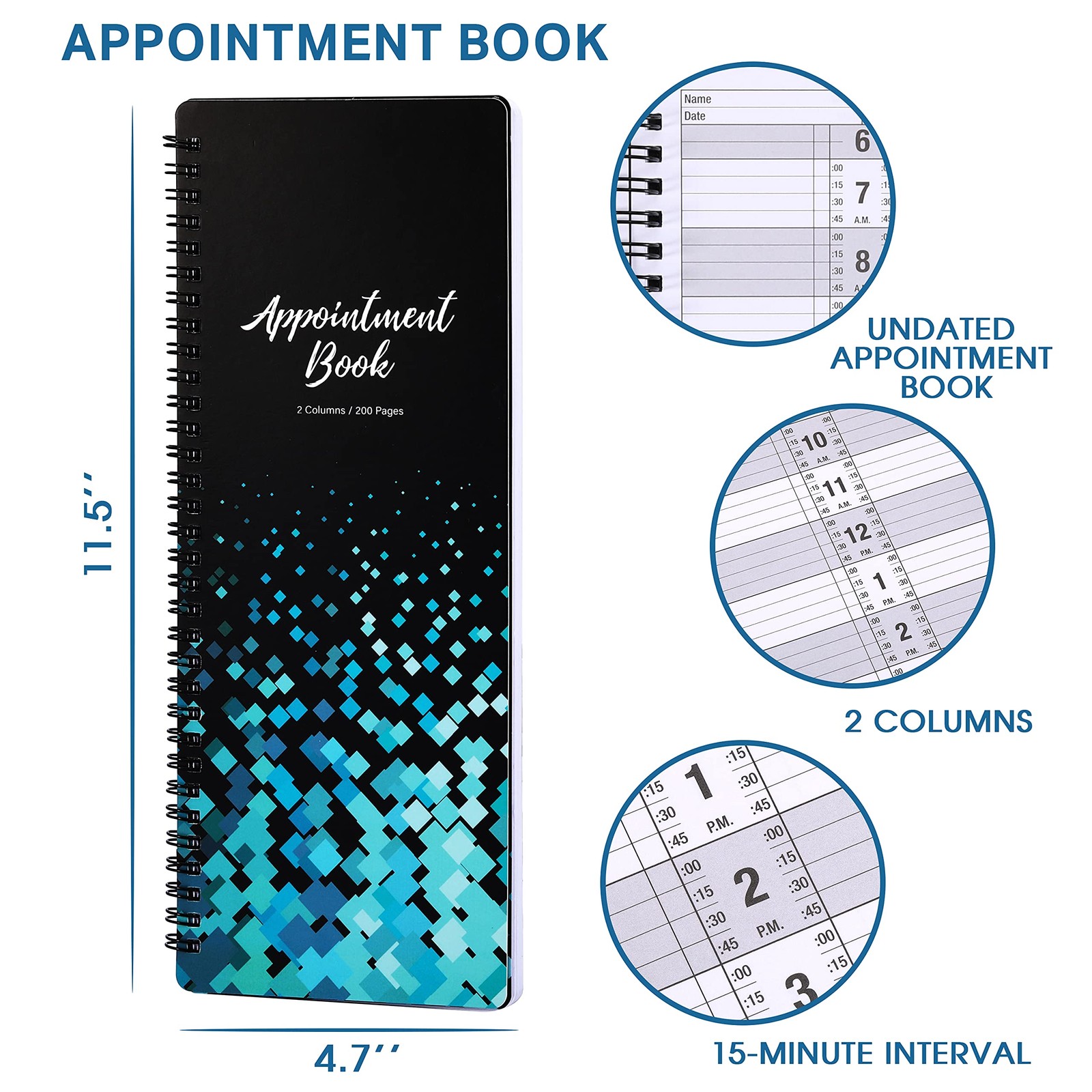 Poluma Appointment Book – Salon Book, 11.5″ x 4.7″, Medium, Black