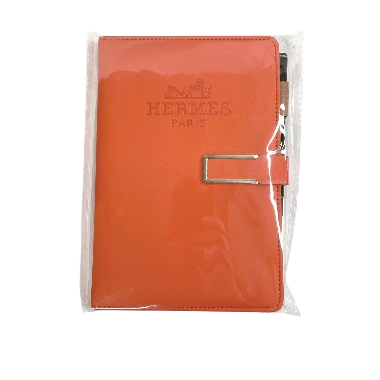Hermes VIP/GWP Orange Vegan Notebook Journal Magnetic Closure w/ Pen