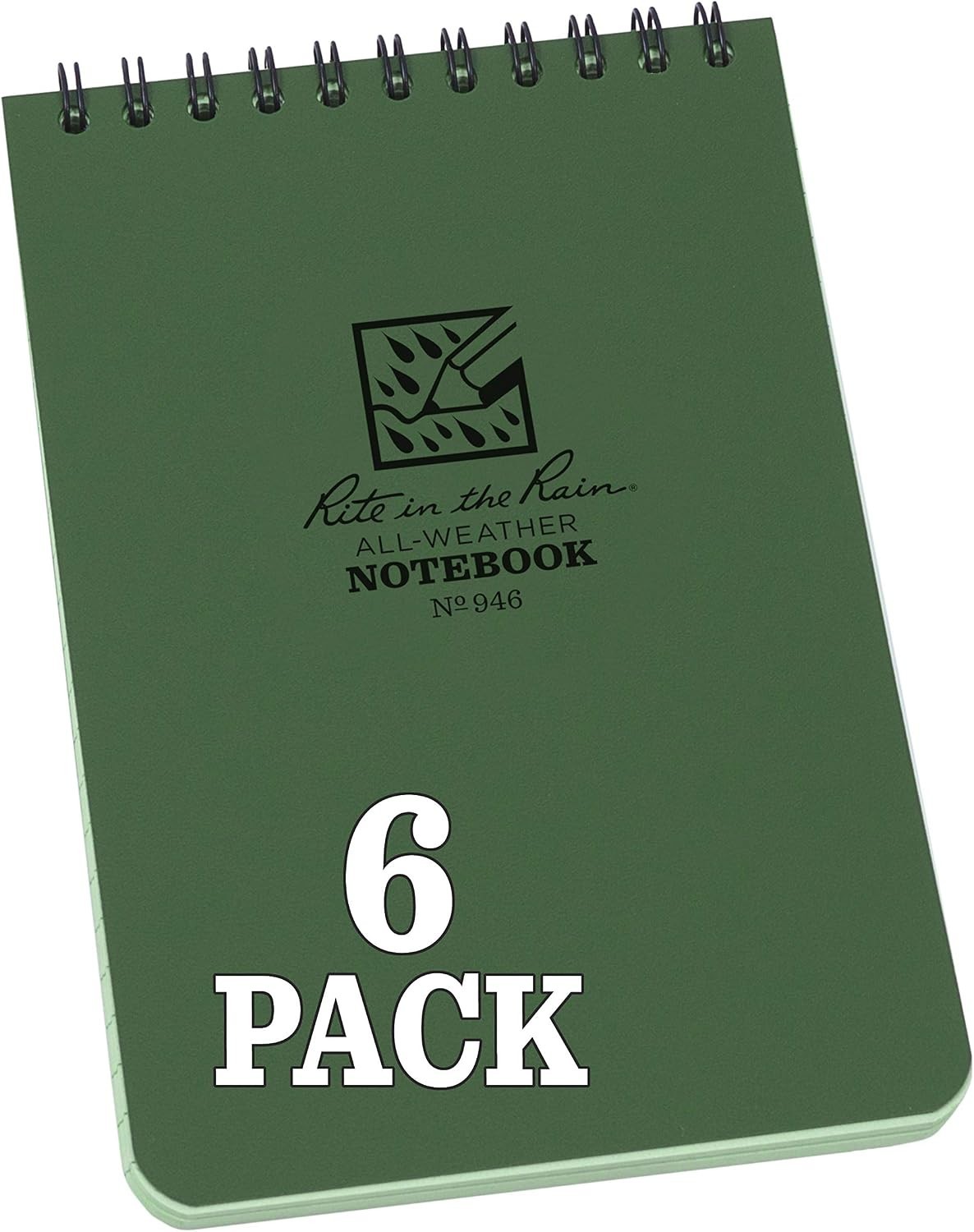Waterproof Top Spiral Notepad 4×6, Universal Pattern, 6 Pack