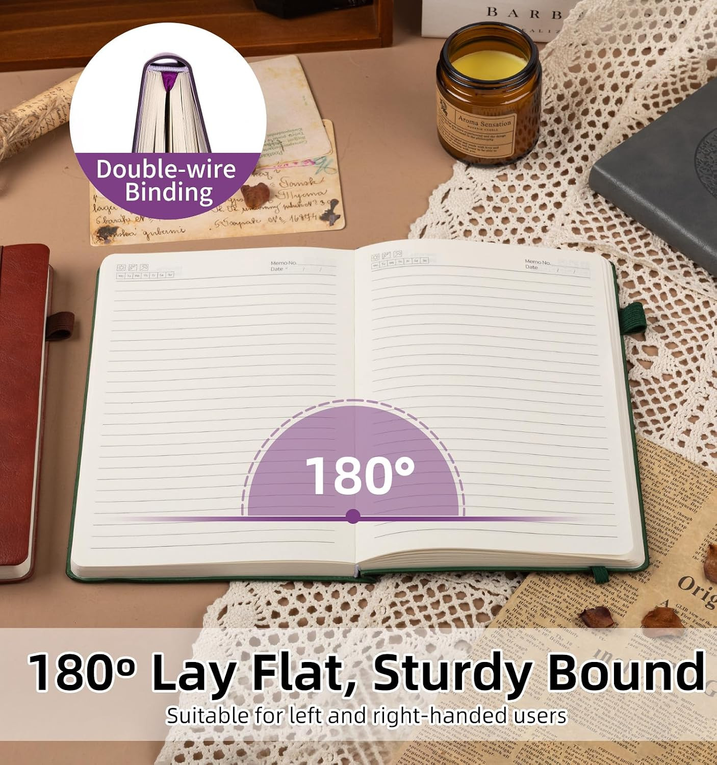 Lined Journal Notebook, A5 Leather Vintage Journals for Writing, 256 Pages Colle