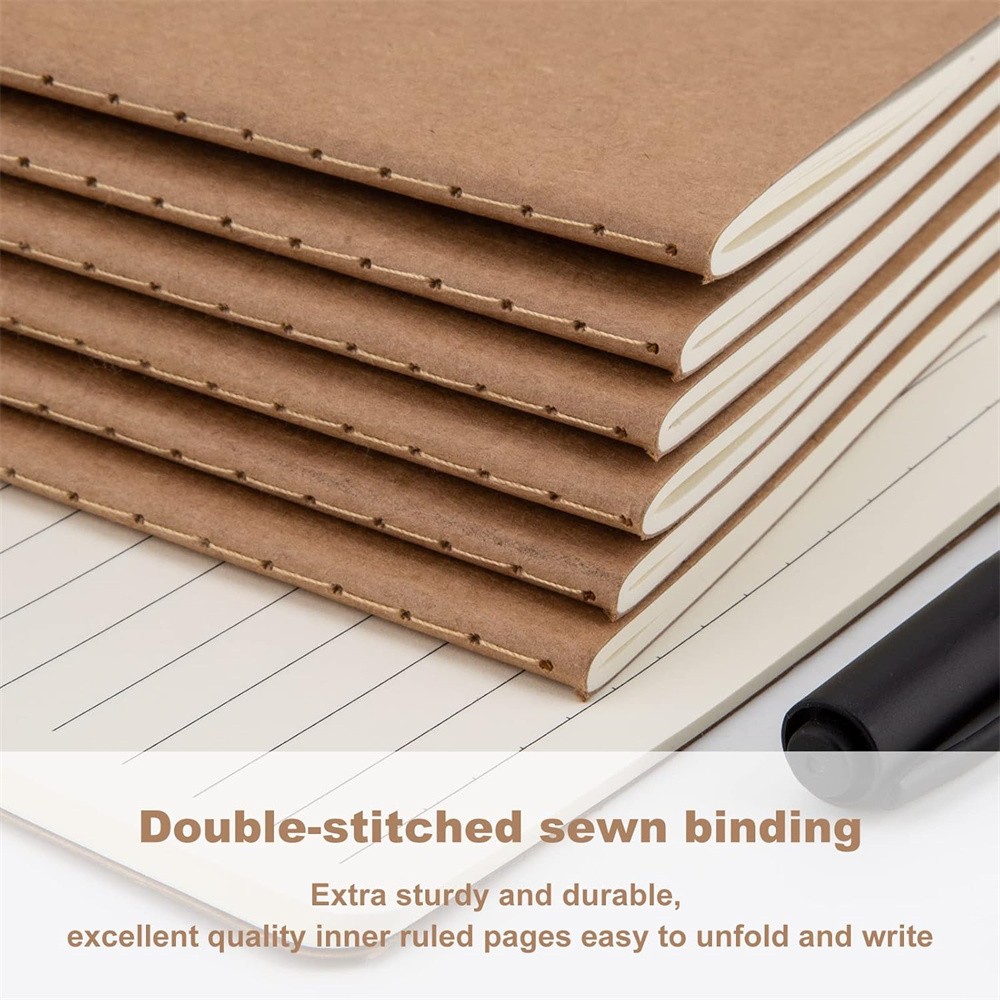 30Pack A5 Blank Notebook Bulk Set Lined Kraft 80 Page Paper Journals, 8.3″x5.5″