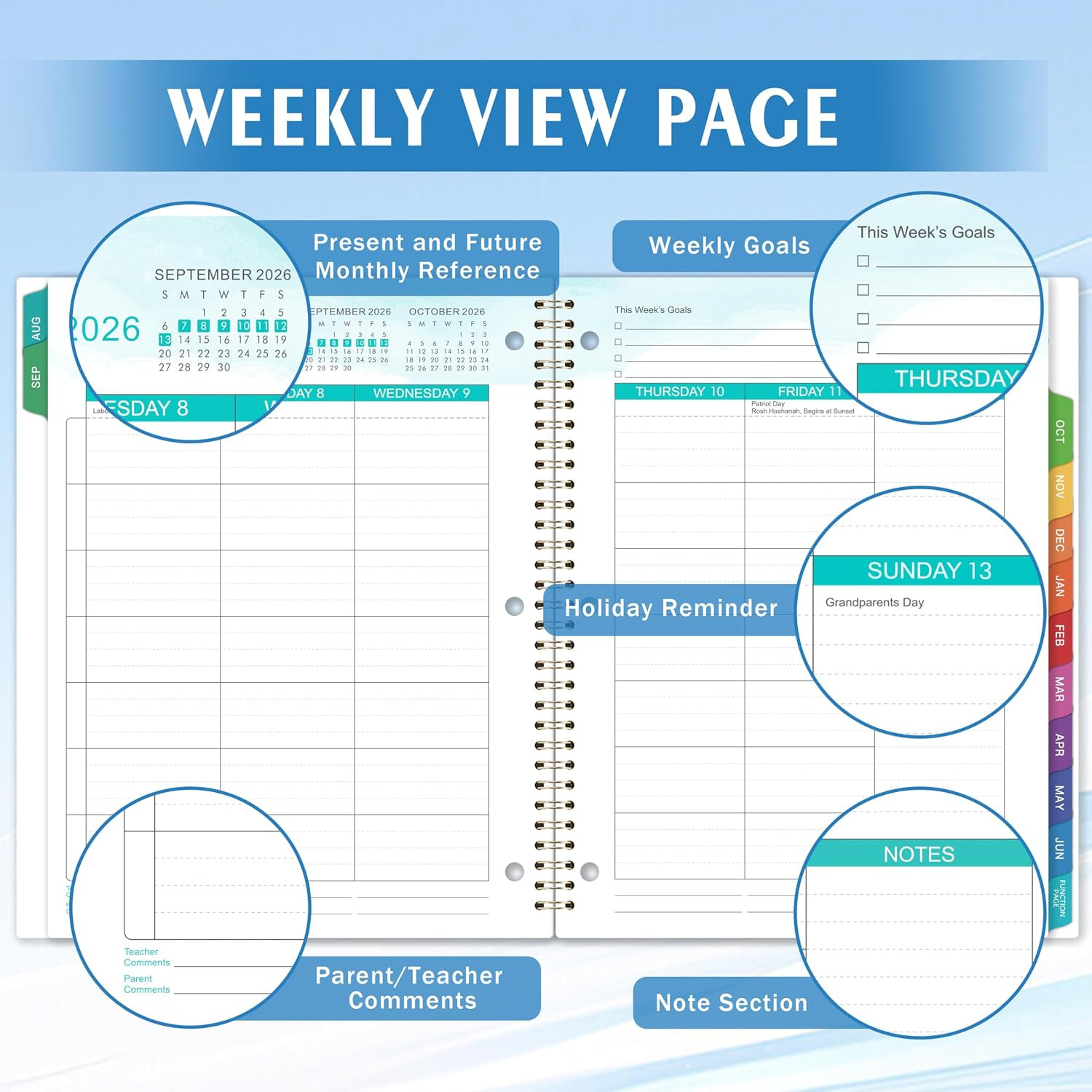 Student Planner 2026-2027 – Monthly and Weekly School Planner 2026-2027 with Col