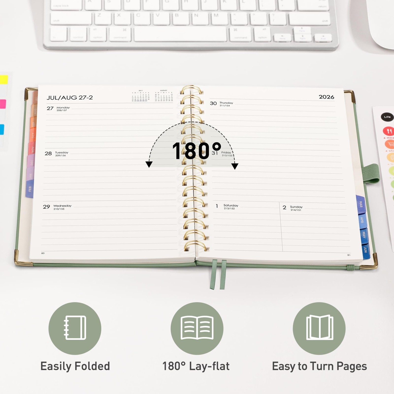 Academic Planner 2027 2028 Weekly Monthly Hardcover 5.7×8.3 Medium Green
