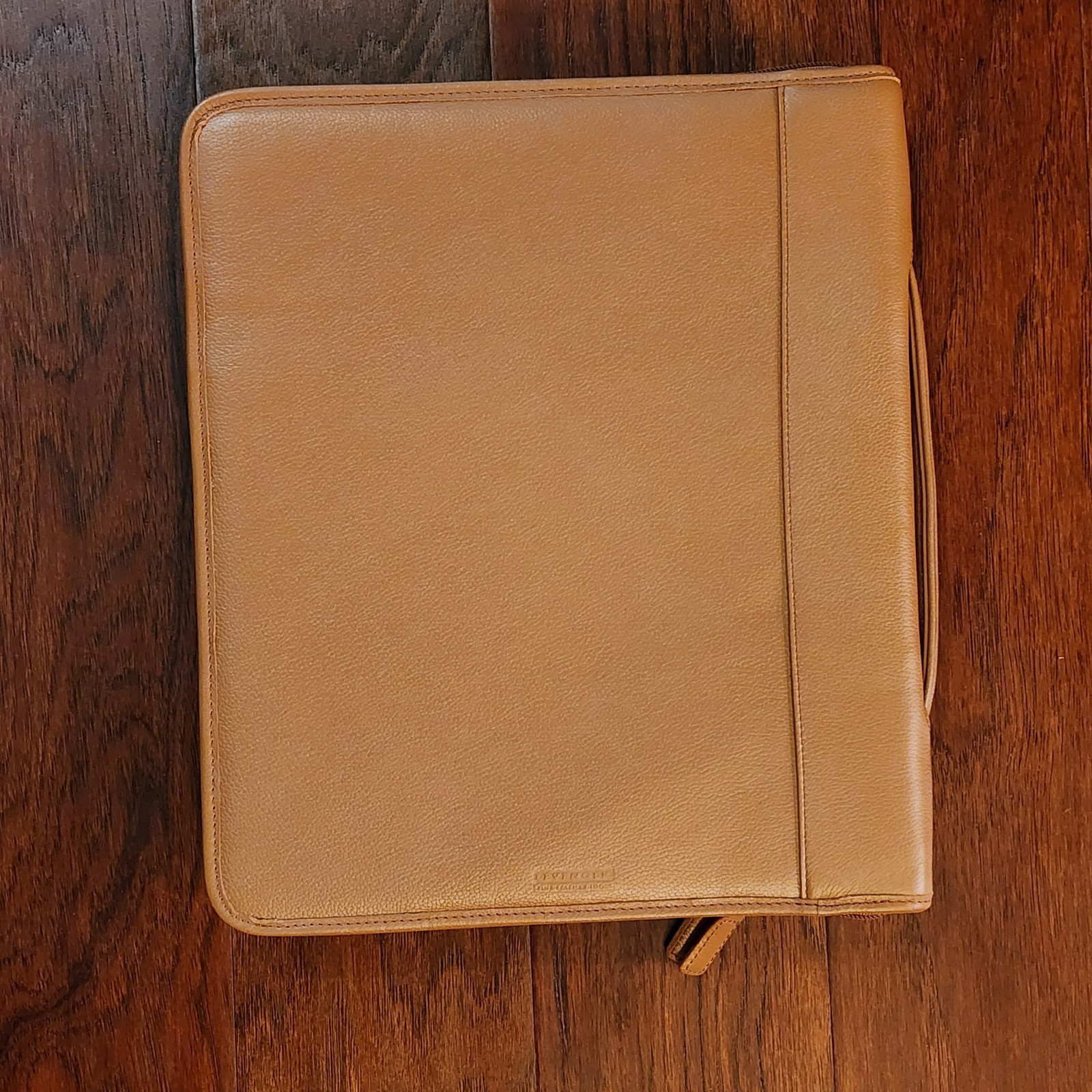 Levenger 12″ x 13.5″ Brown Leather Folio Full-Zip Portfolio Note Pad Handle