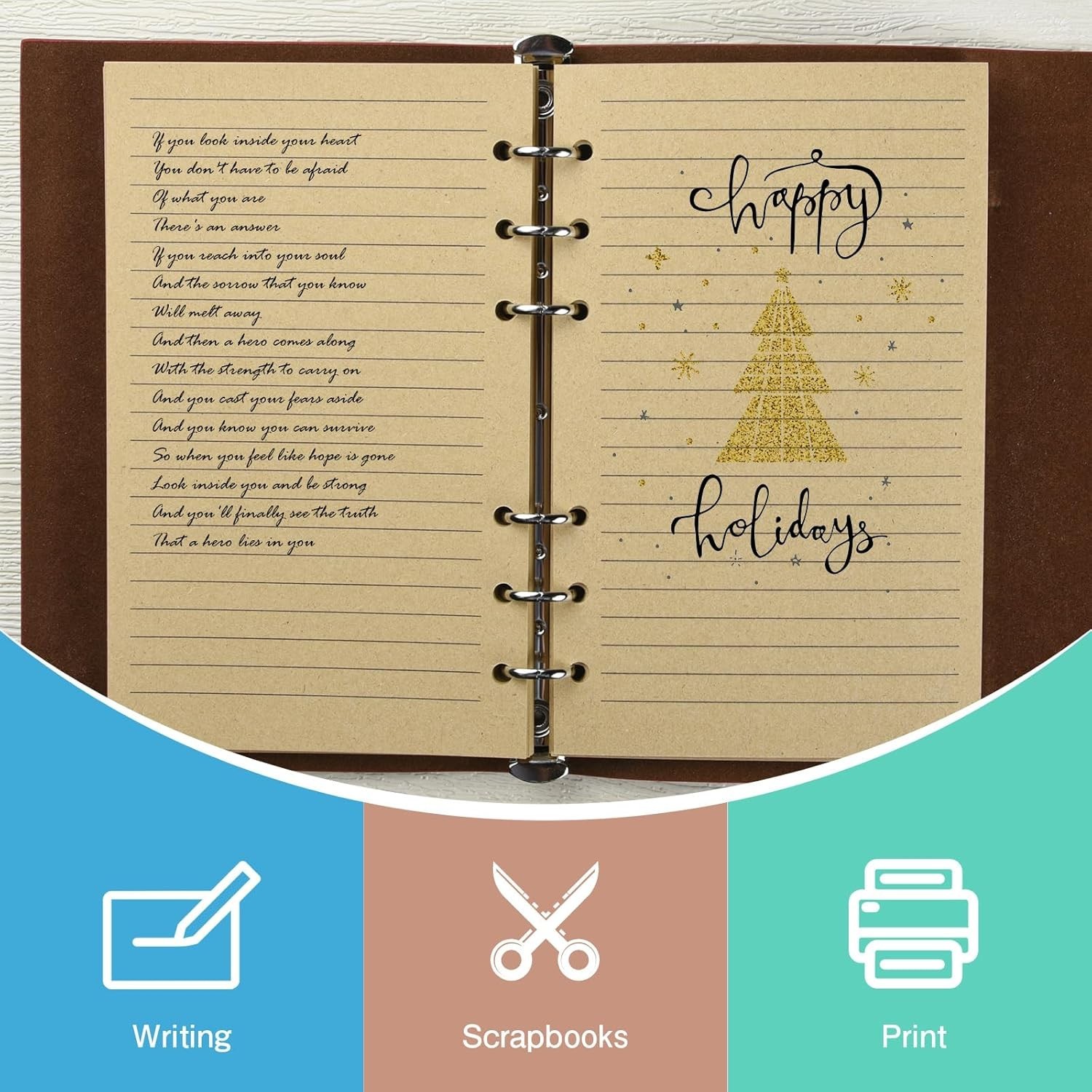 Durable Kraft Refillable A6 Lined Paper – 100 Sheets for Creative Minds