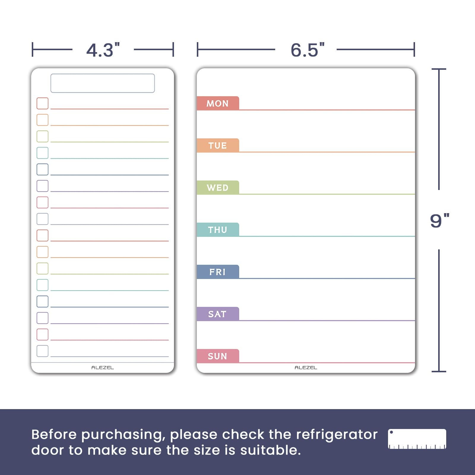 ALEZEL Magnetic Weekly Calendar for Refrigerator, 6.5″x9″, Colorful