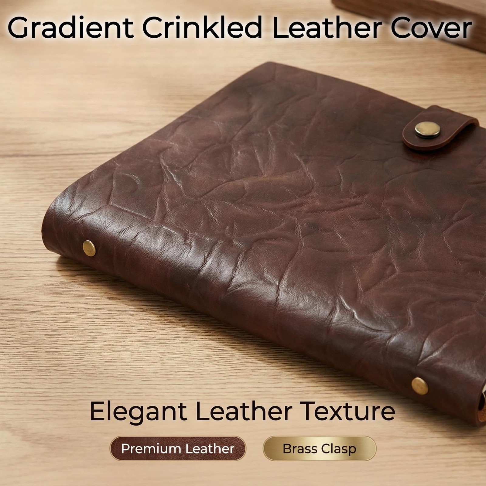Refillable A5 Leather Binder Journal Soft Cover Notebook, Vintage Coffee