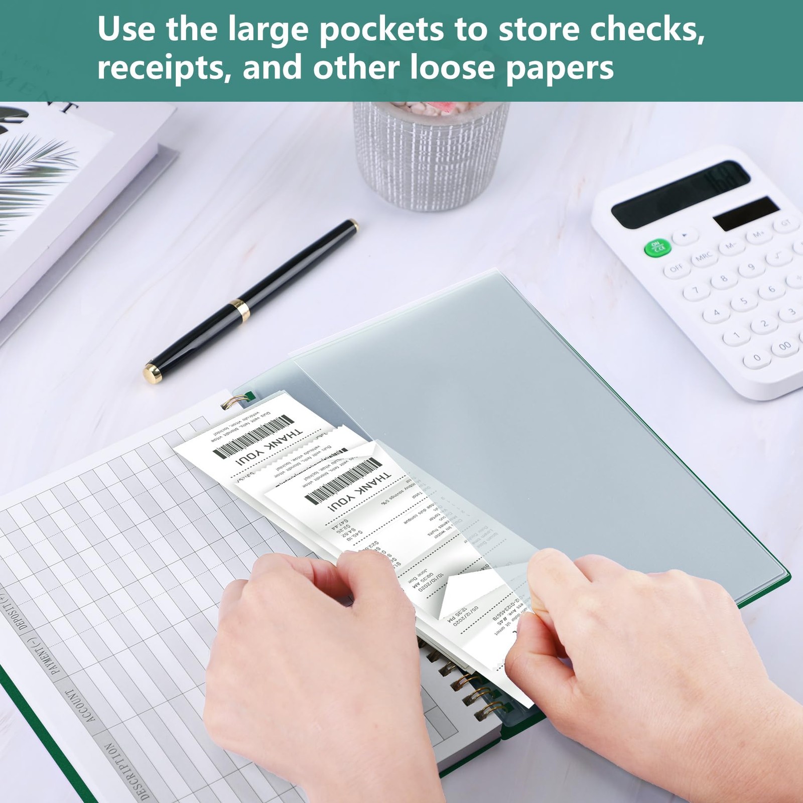 HAUTOCO Accounting Ledger Book A5 Horizontal Books for Dark Green