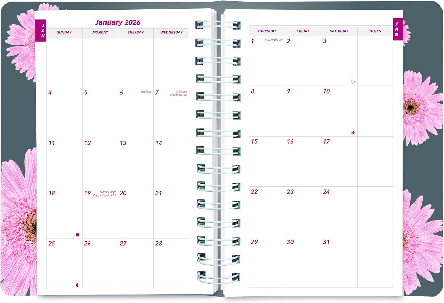® 2026 Pink Essential Daily/Monthly Planner, Appointment Book, 12 Months, Januar