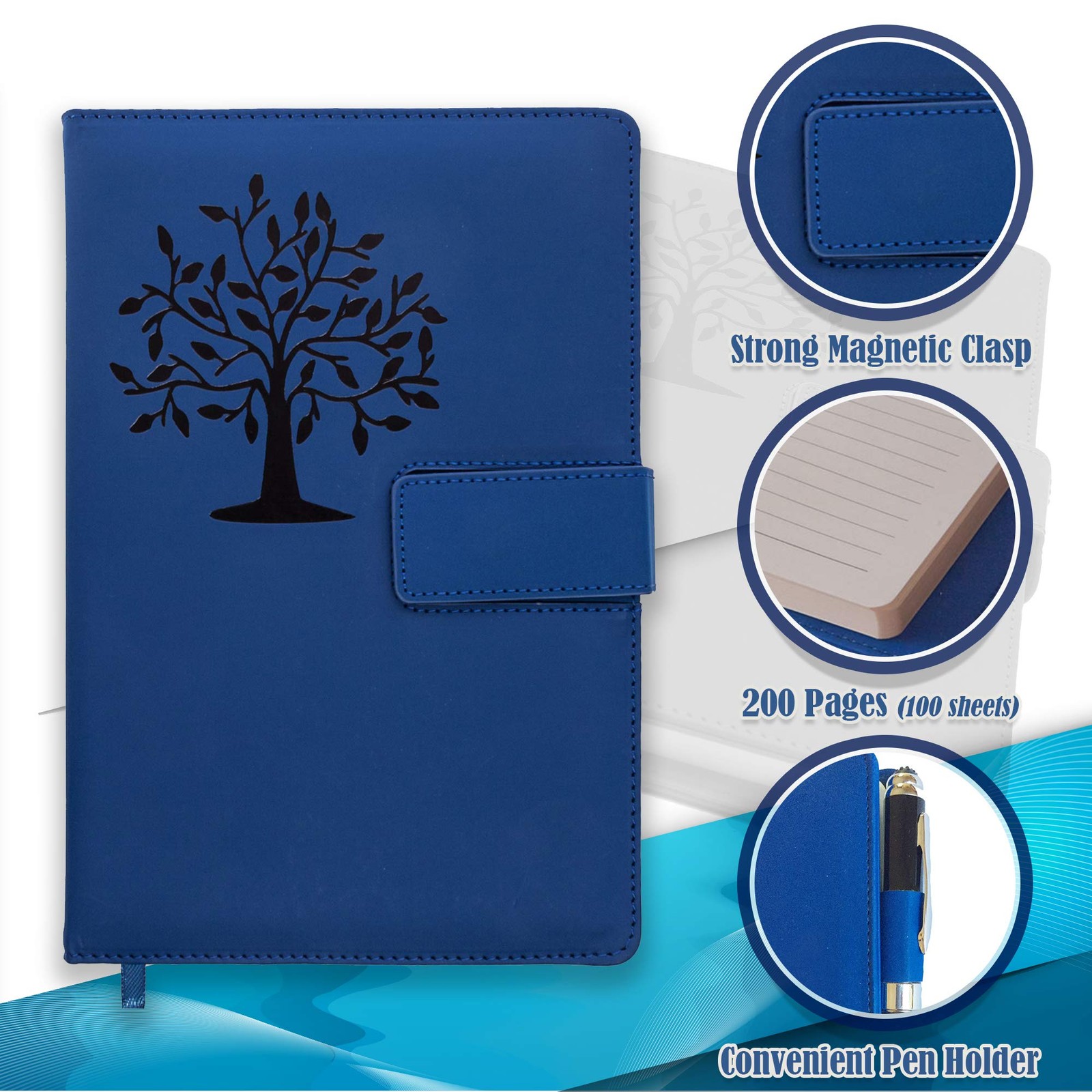 The Tree Of Life Refillable Writing Journal | 5×8 Inches, 200 Lined Blue
