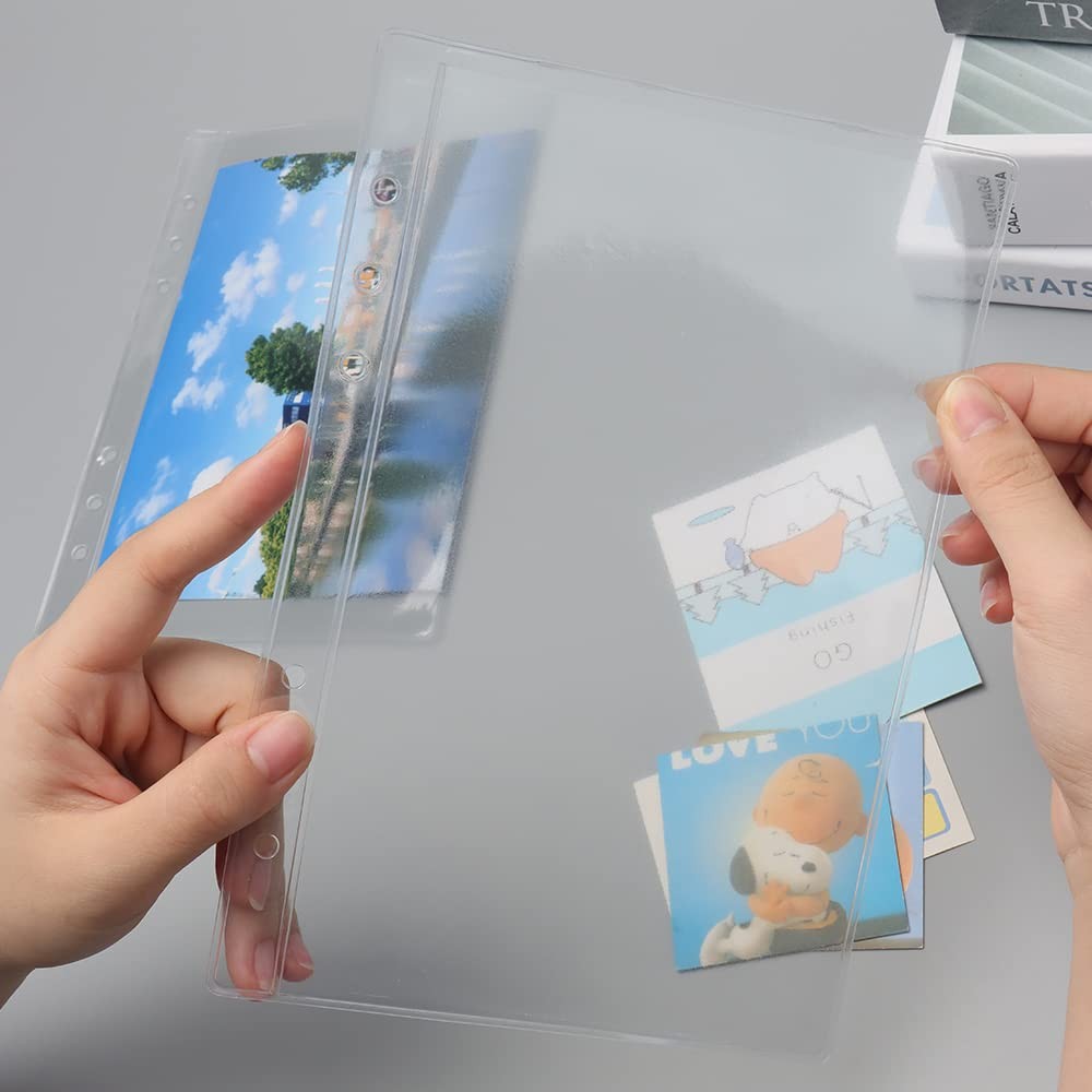 12 PCS A5 Binder Pockets Clear Cash Envelopes Waterproof PVC Page Sleeves