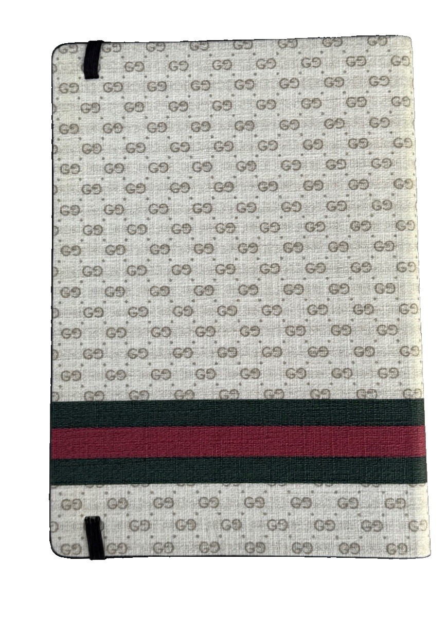 Gucci Notebook with Web and Horsebit in Ivory and Brown mini GG NEW NO BOX/TAGS