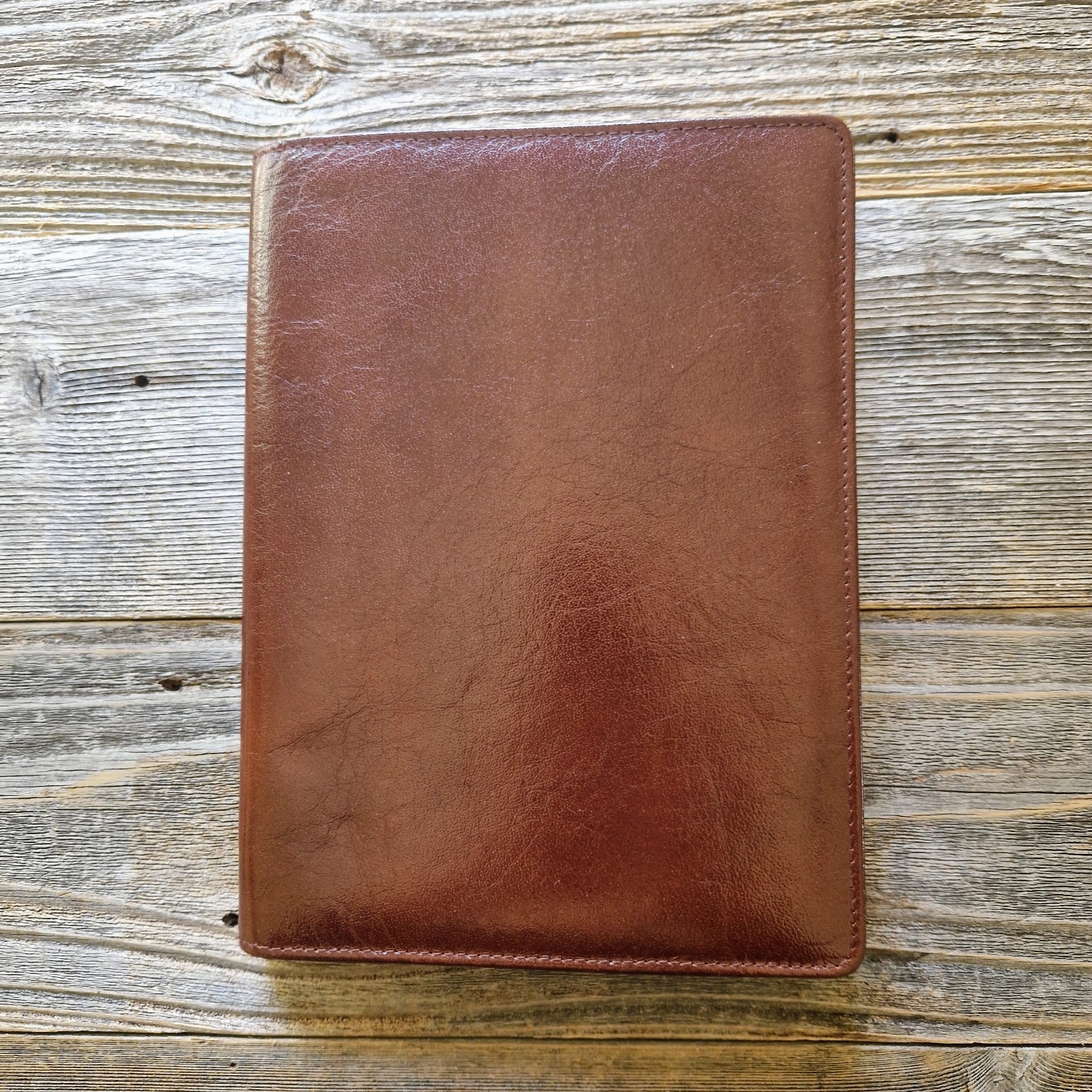 Van der Spek Luigi Raphael A5 Zip Chestnut Leather Writing Case w/ Notepad
